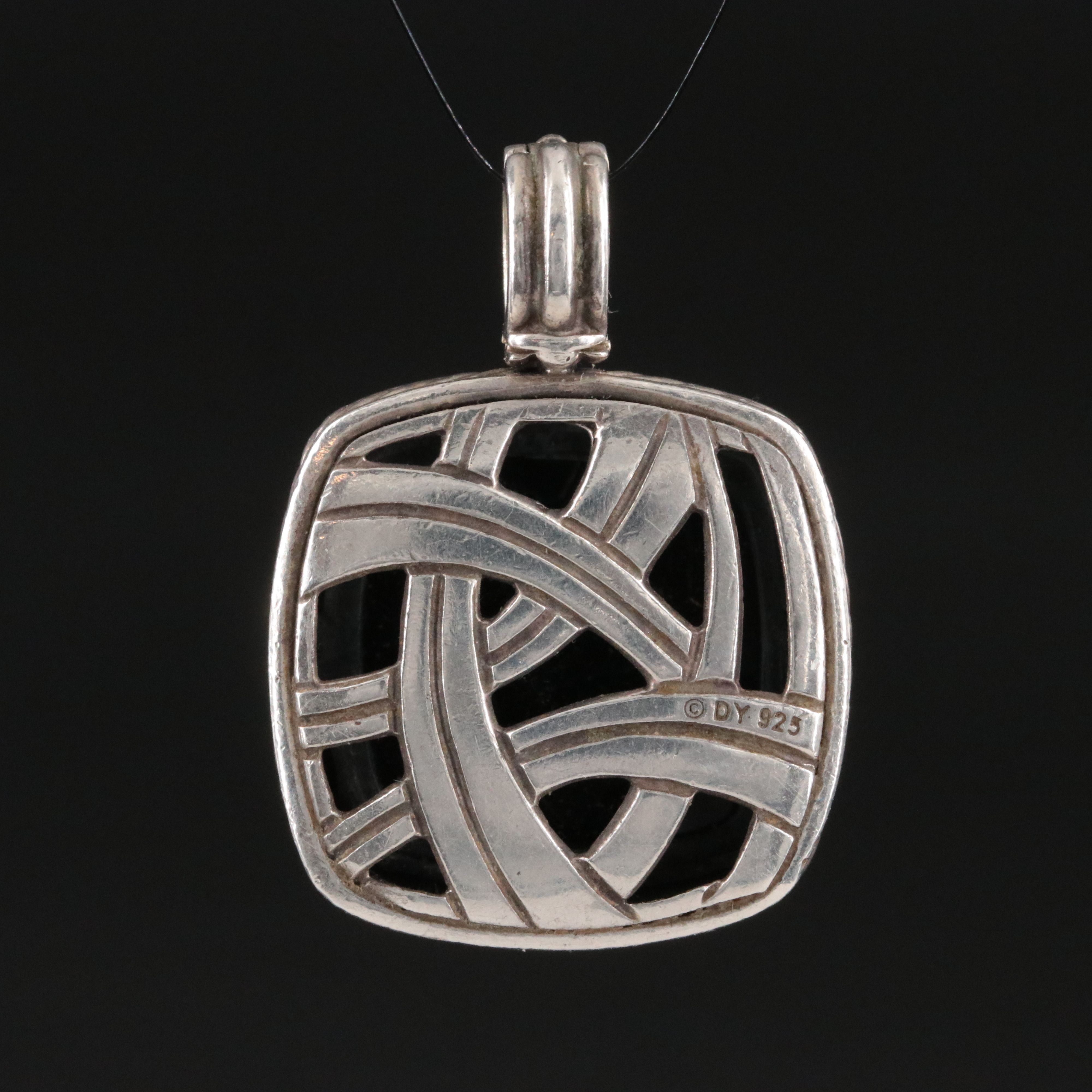 David Yurman Albion Sterling and Black Onyx Enhancer Pendant