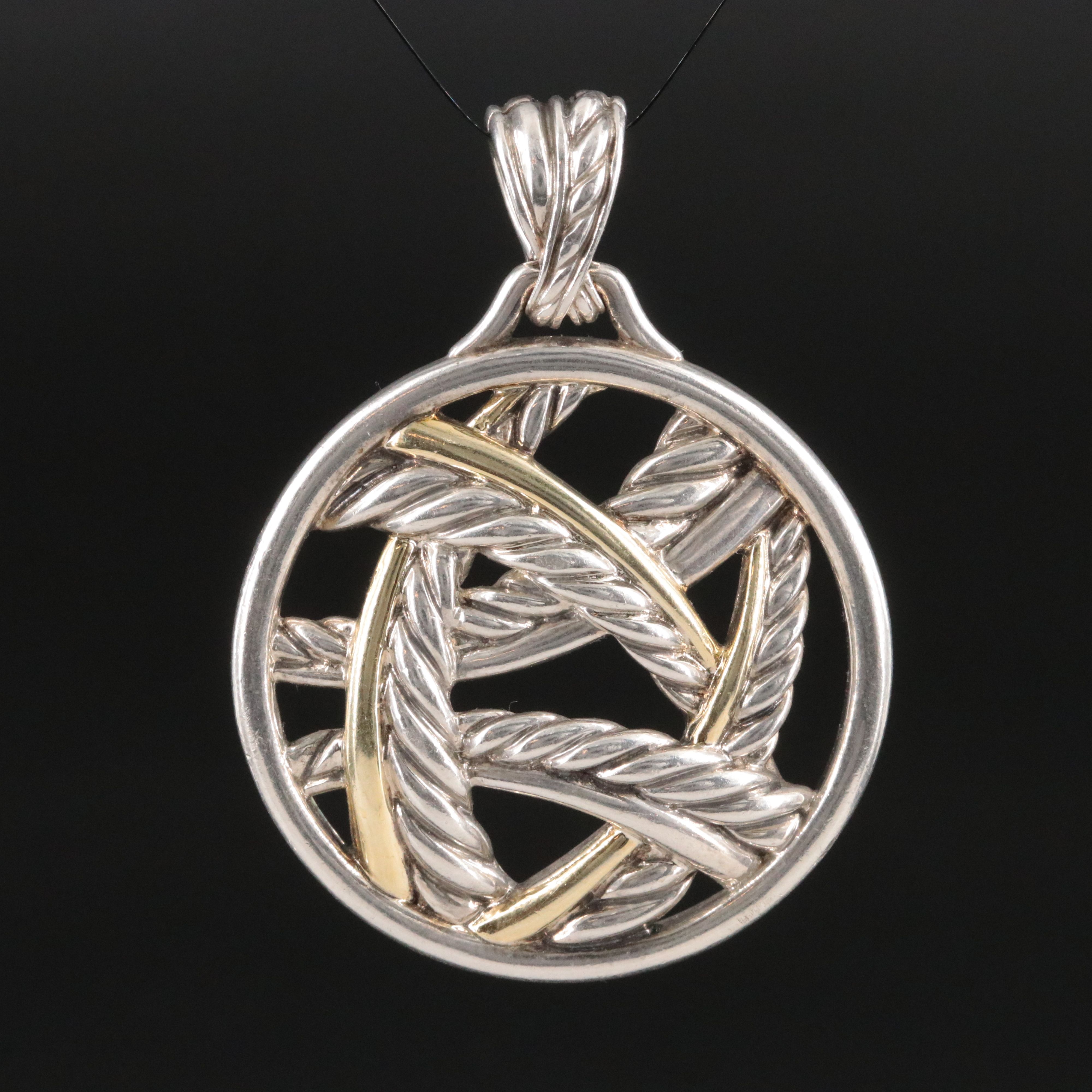 David Yurman Papyrus Sterling and 18K Enhancer Pendant