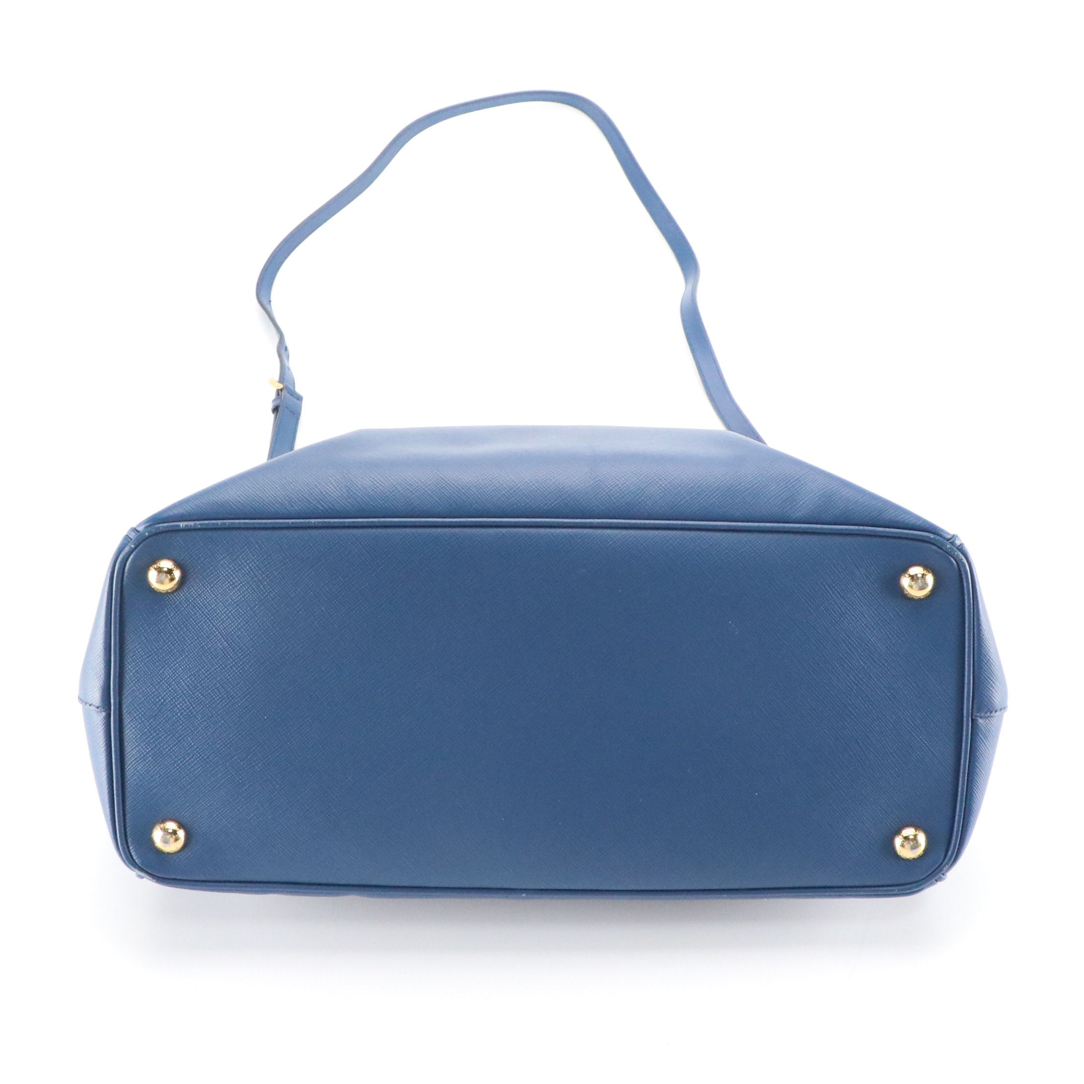 Prada Medium Double Zip Galleria Two-Way Bag in Blue Saffiano Lux Leather