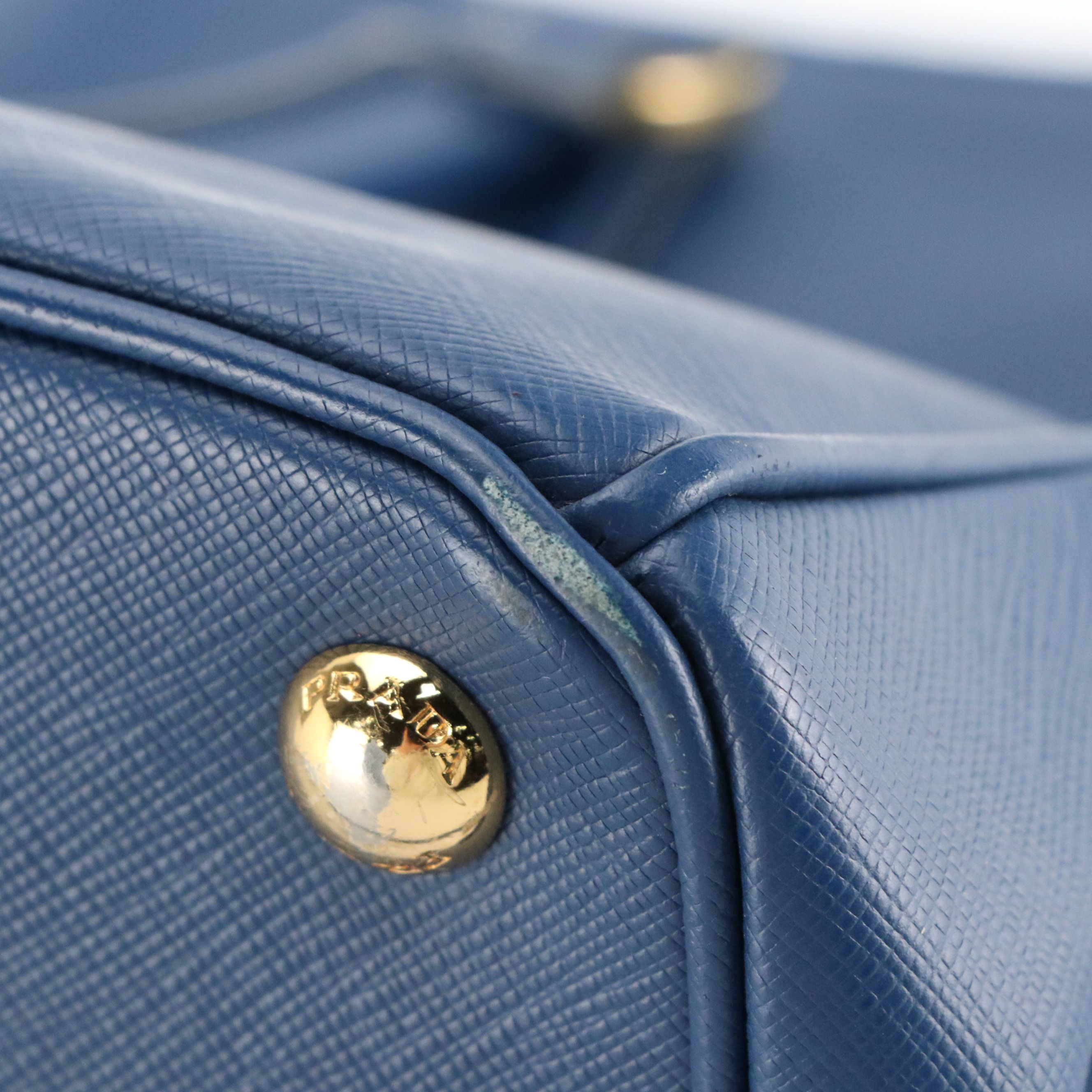 Prada Medium Double Zip Galleria Two-Way Bag in Blue Saffiano Lux Leather