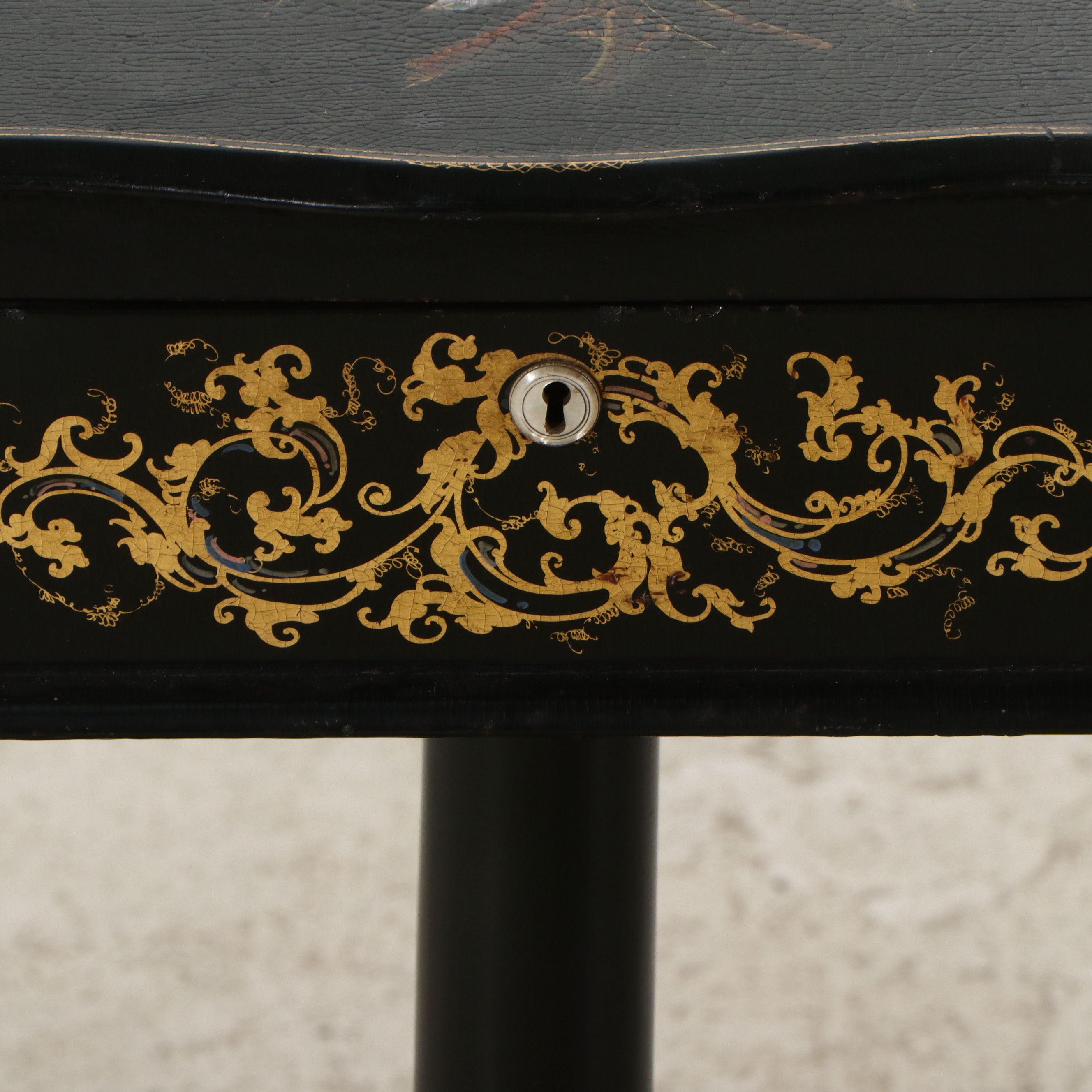 Victorian Papier-Mâché and Mother-of-Pearl Inlaid Sewing Table