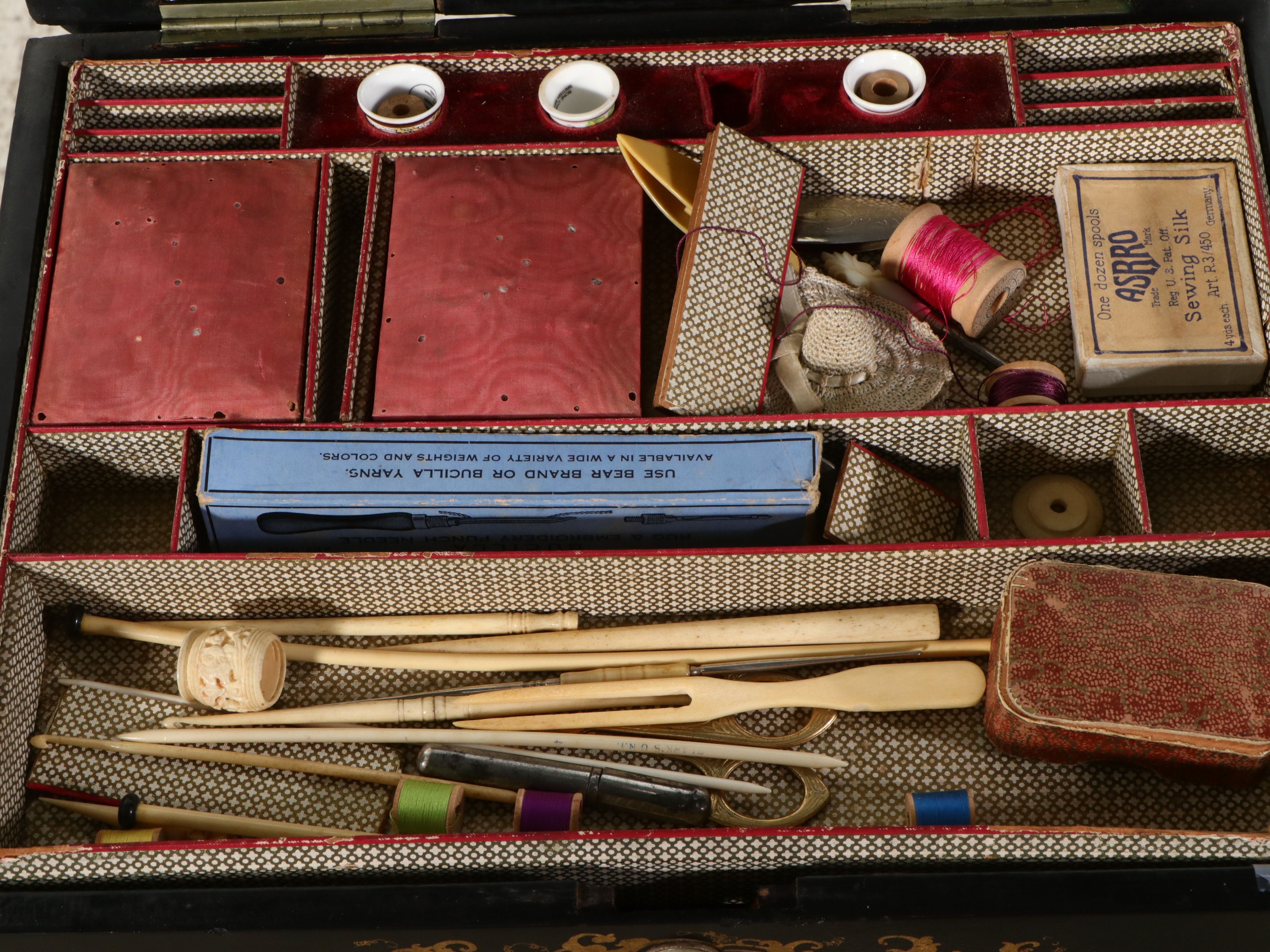 Victorian Papier-Mâché and Mother-of-Pearl Inlaid Sewing Table