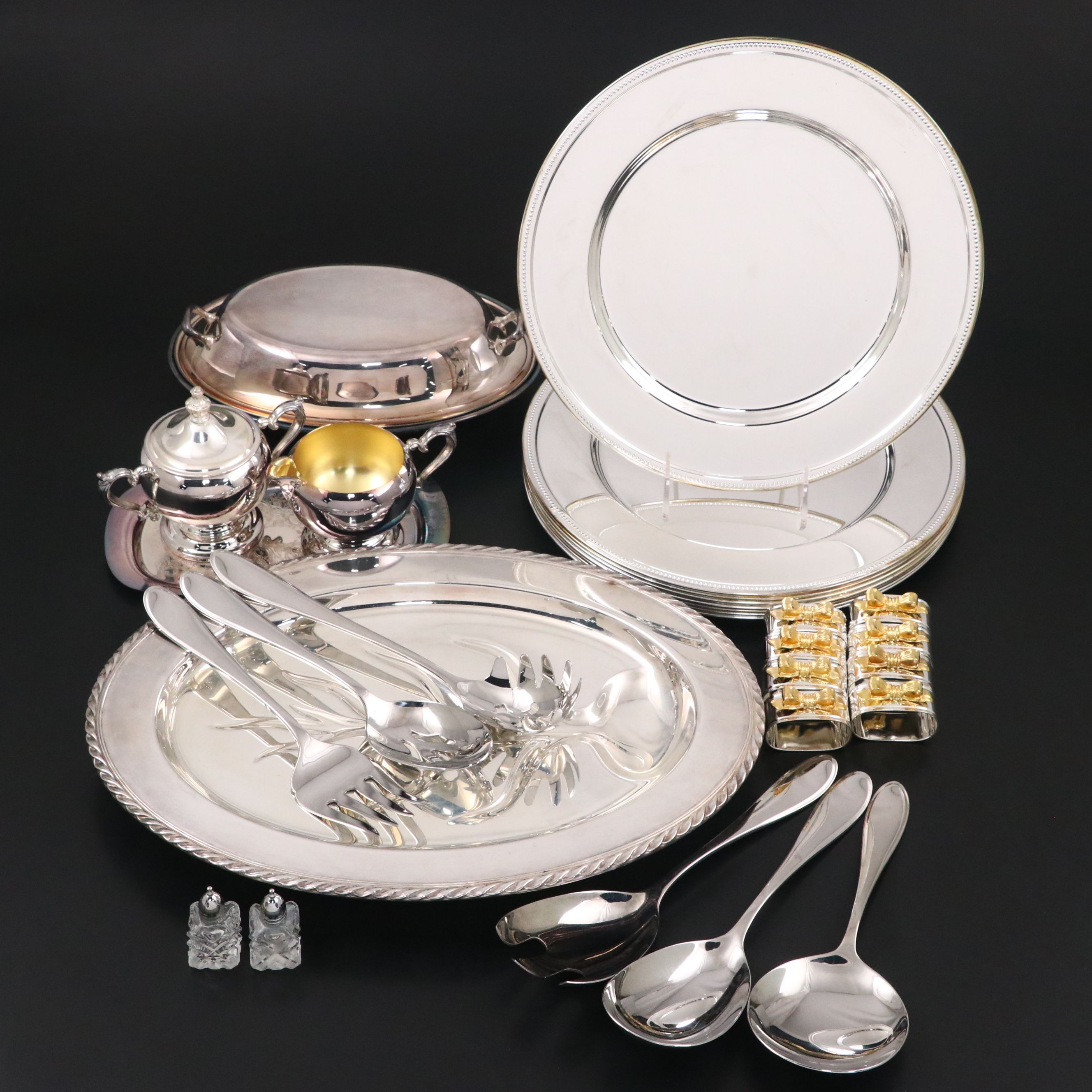 Wm. Rogers Silver Plate Creamer and Sugar Set with More Serveware