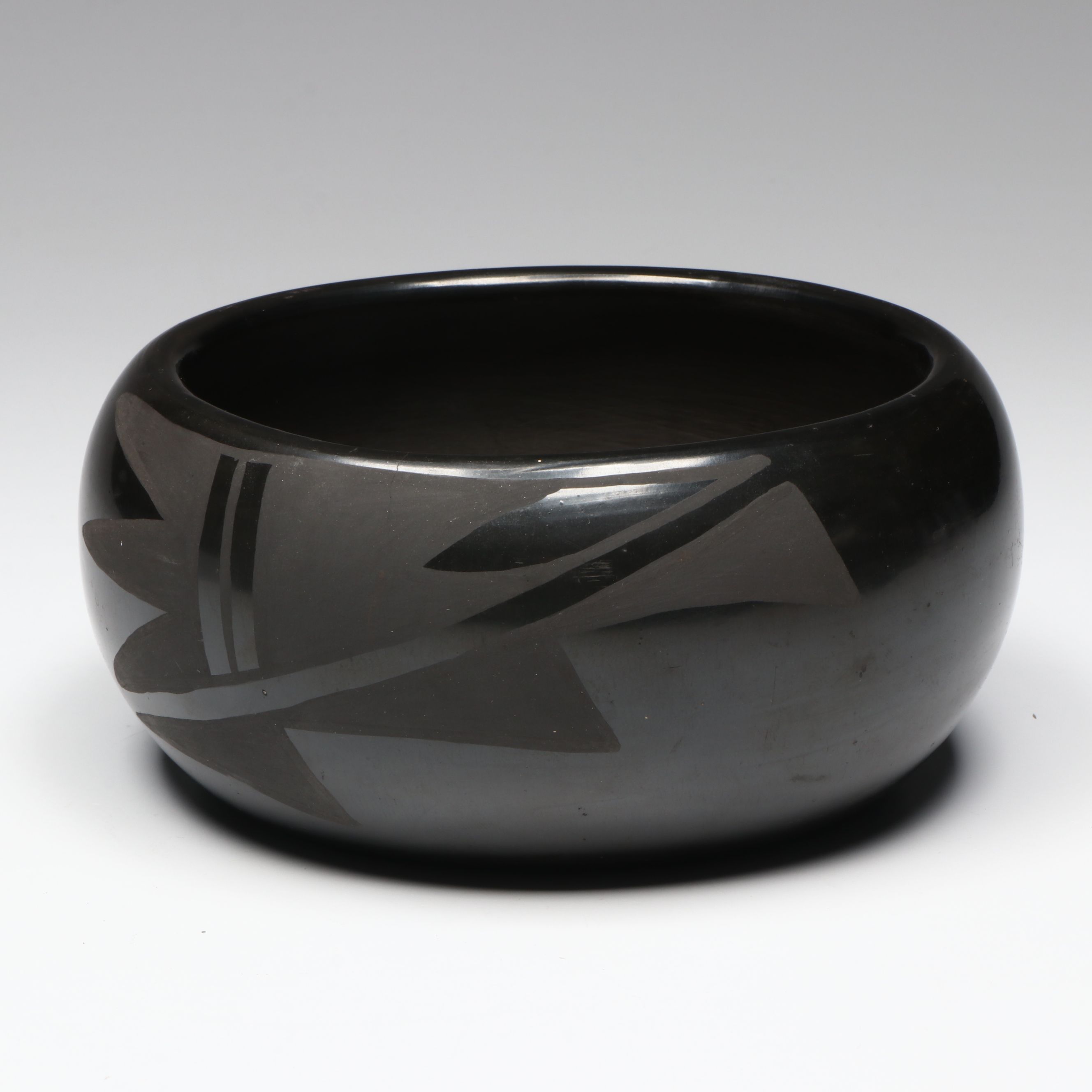 Santa Clara Pueblo Black-on-Black Ceramic Pot