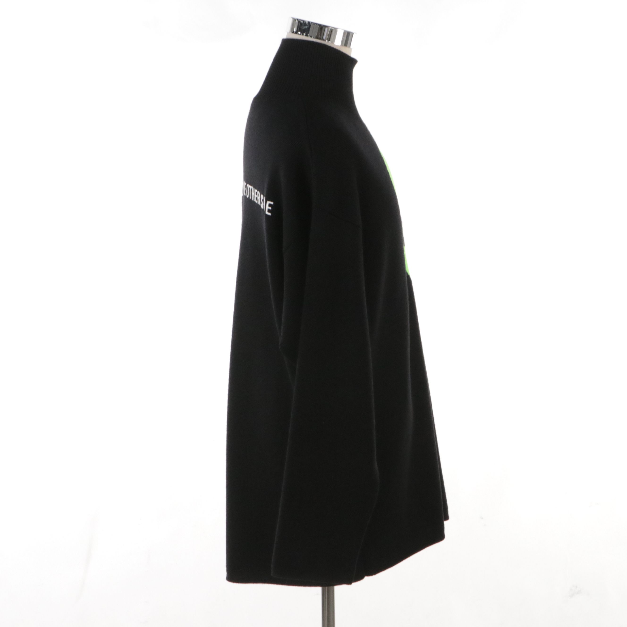 Men's Balenciaga "Hello From The Other Side" Green Alien Sweater in Black Wool