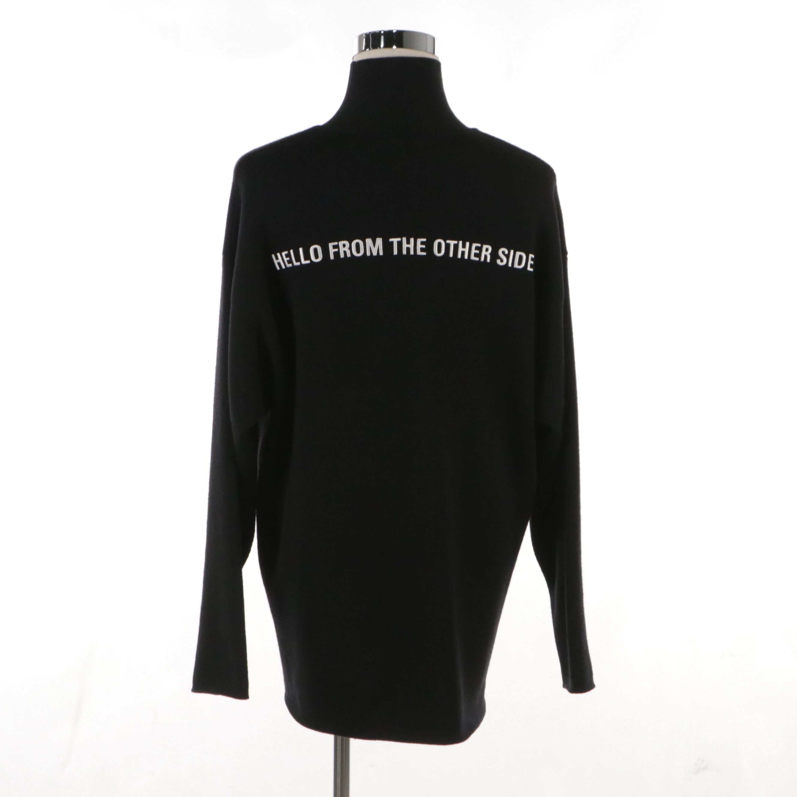 Men's Balenciaga "Hello From The Other Side" Green Alien Sweater in Black Wool