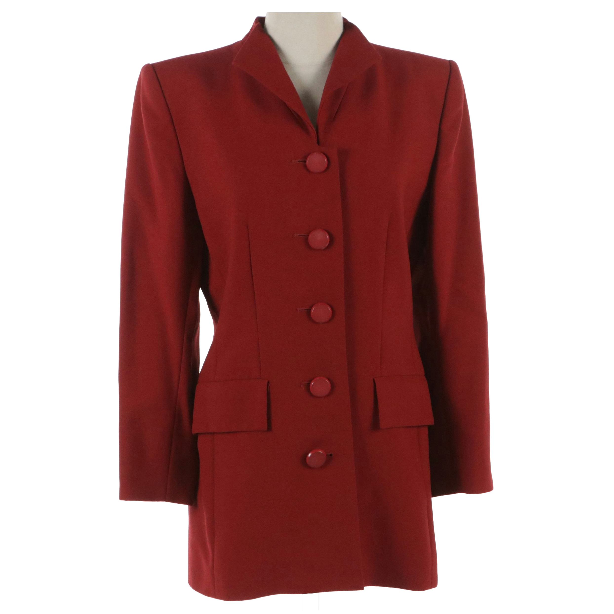 Yves Saint Laurent Collarless Jacket in Wool Serge