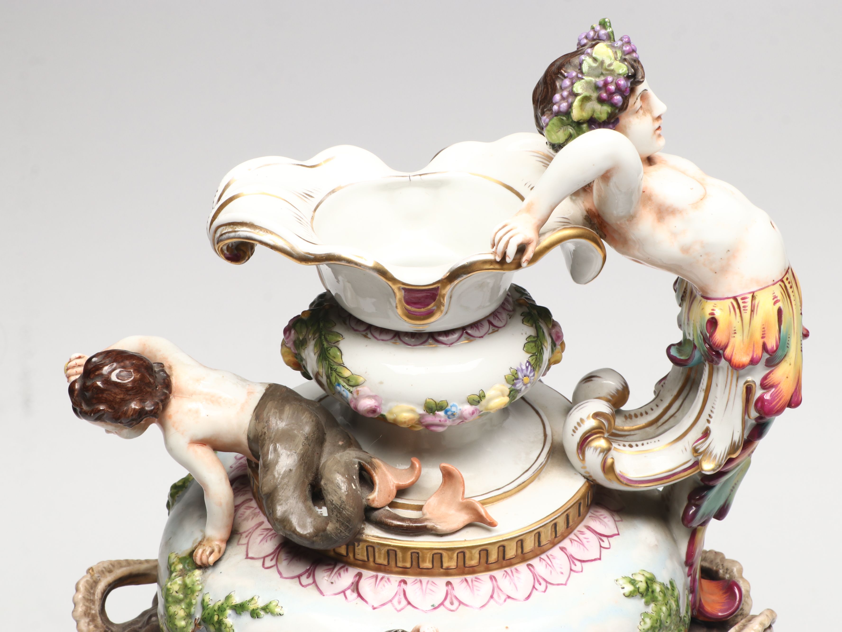 Neoclassical Style Capodimonte Figural Porcelain Ewer