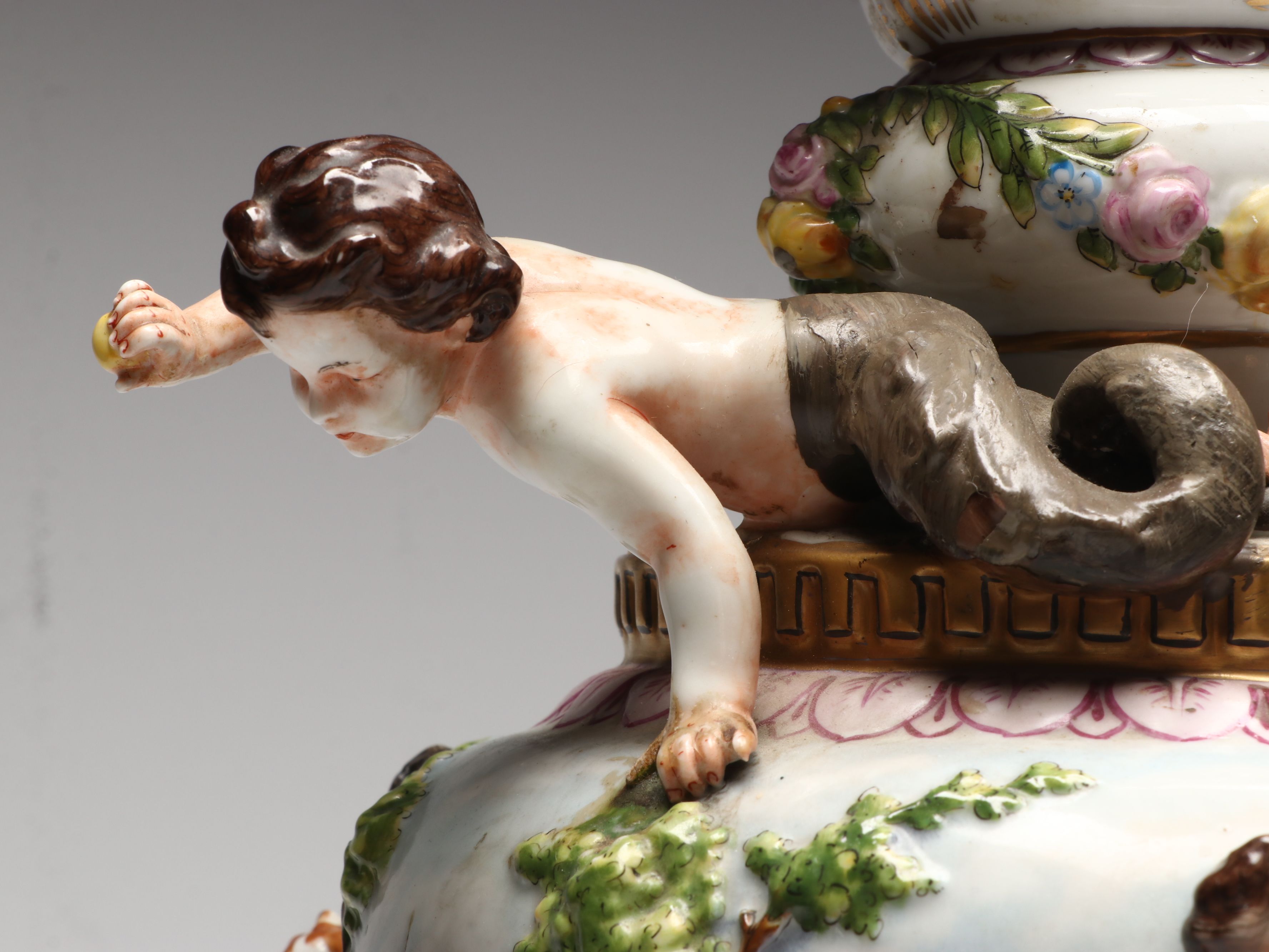 Neoclassical Style Capodimonte Figural Porcelain Ewer