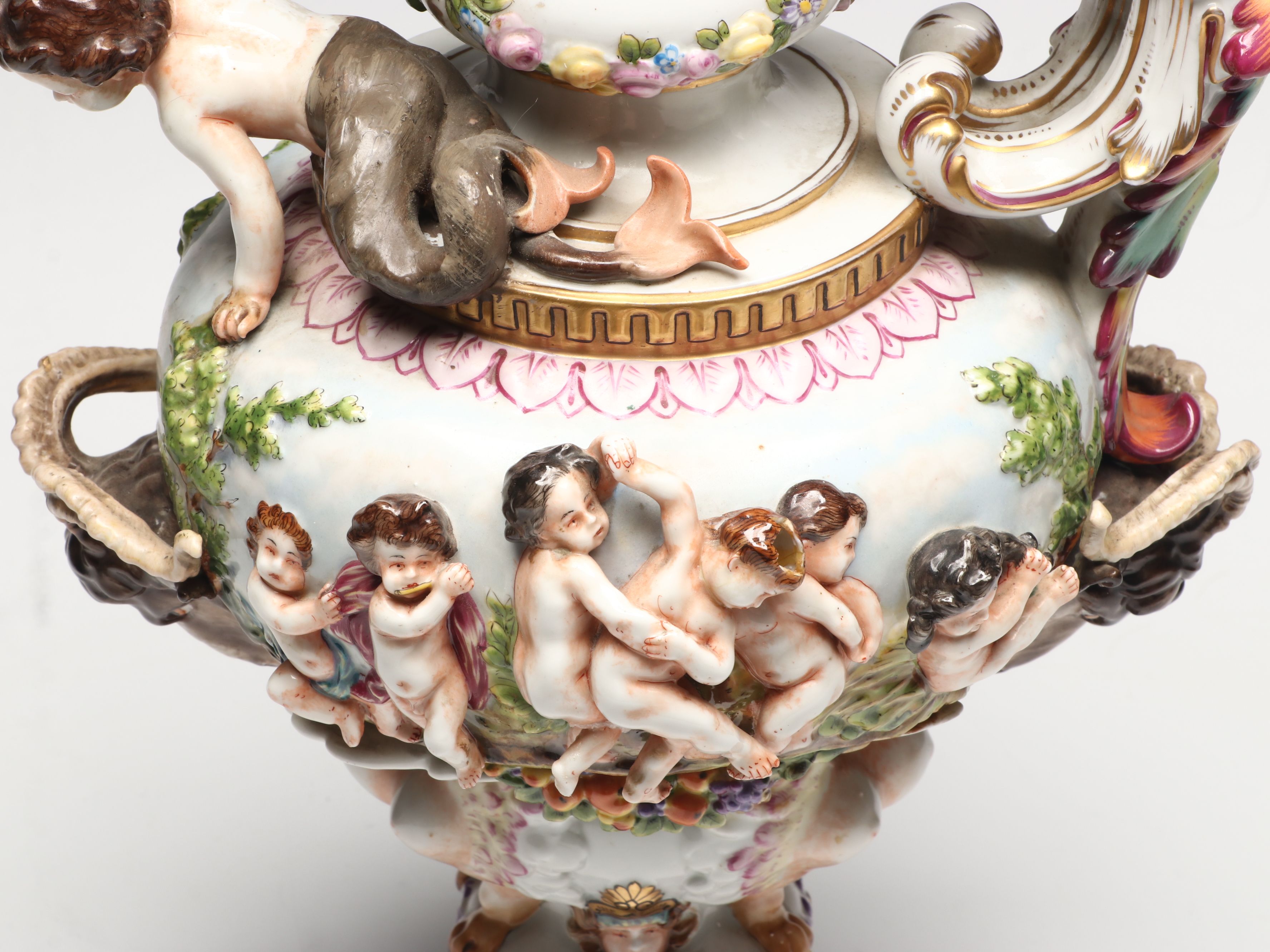 Neoclassical Style Capodimonte Figural Porcelain Ewer