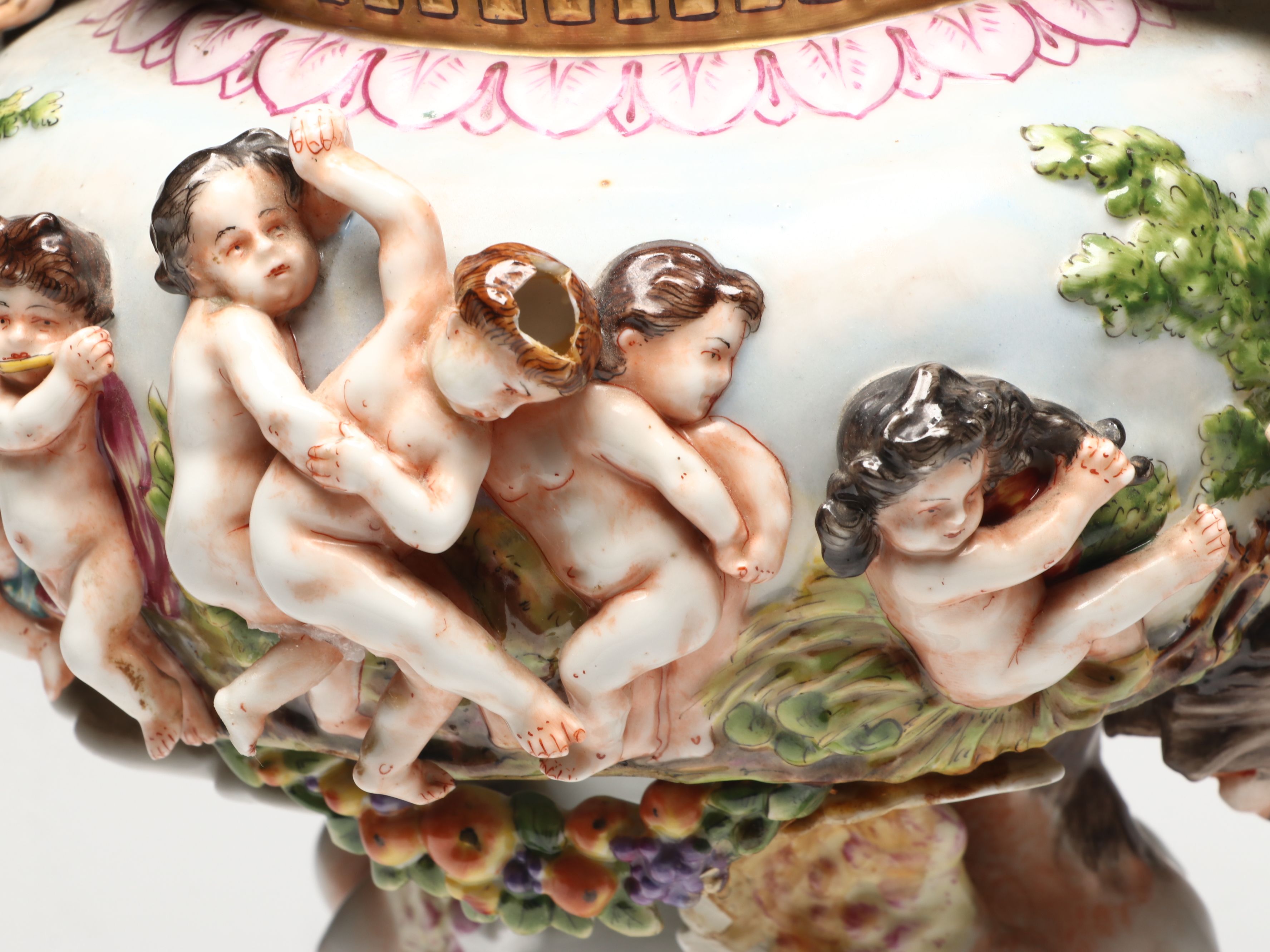 Neoclassical Style Capodimonte Figural Porcelain Ewer