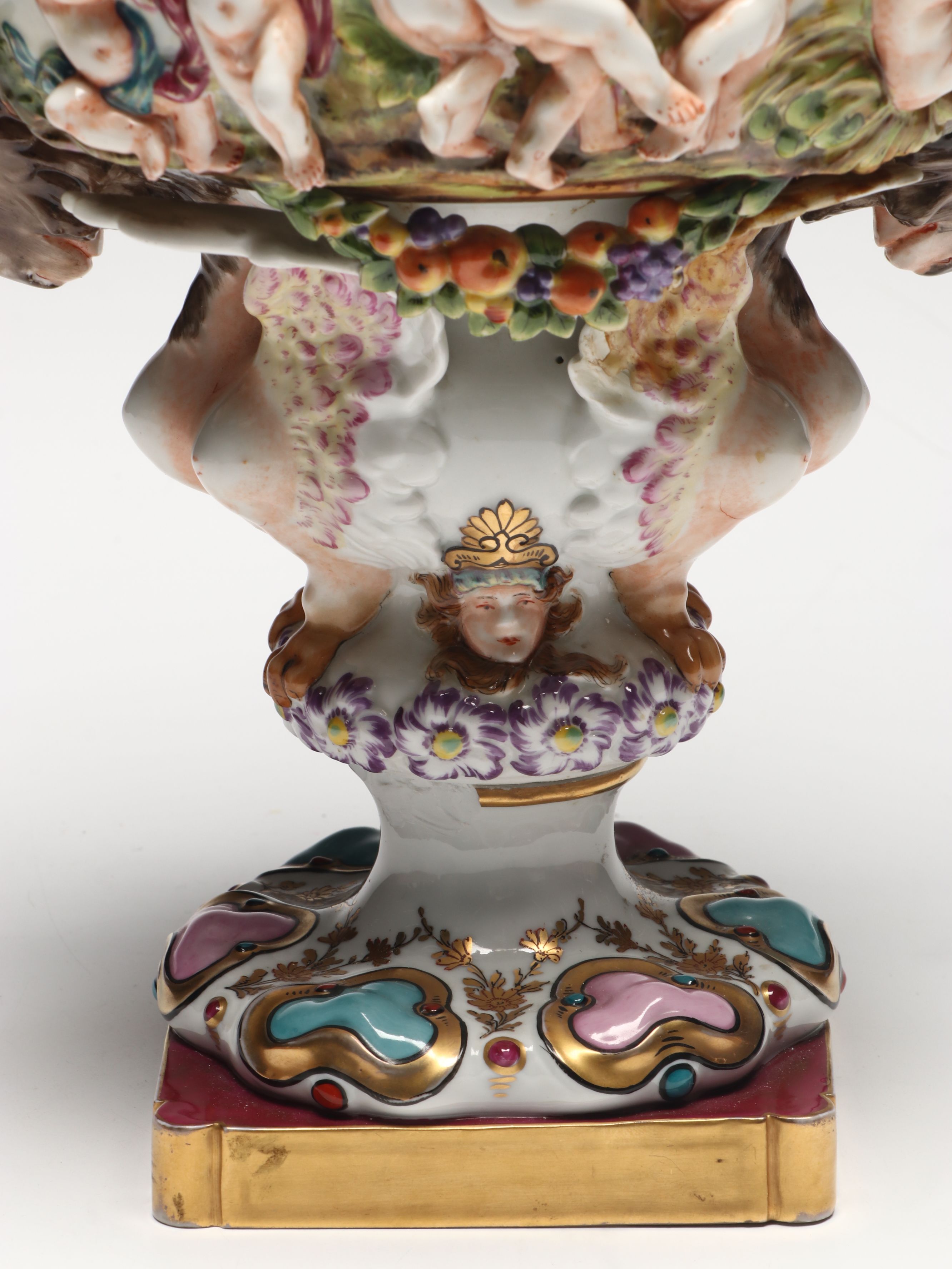 Neoclassical Style Capodimonte Figural Porcelain Ewer