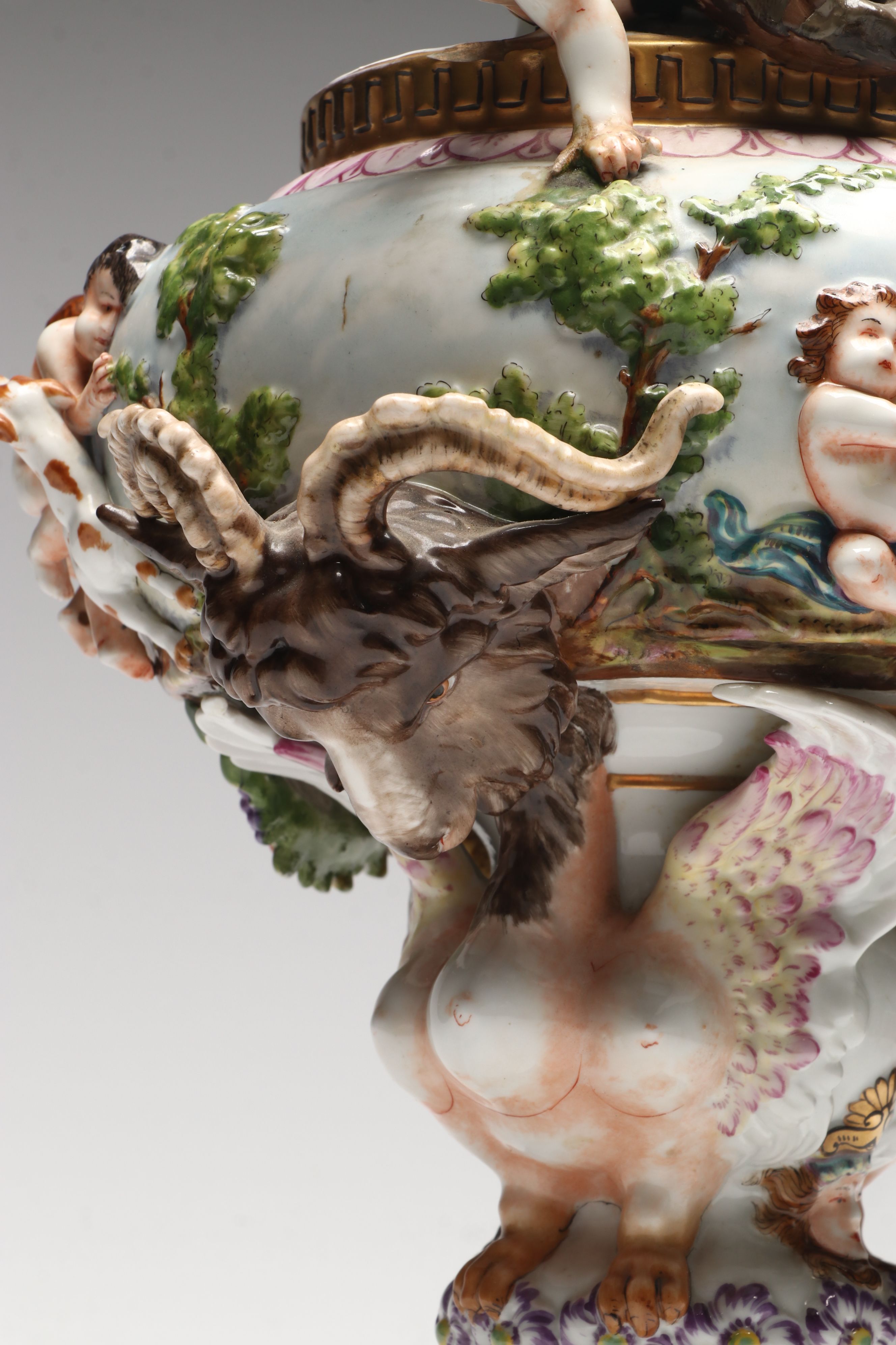 Neoclassical Style Capodimonte Figural Porcelain Ewer