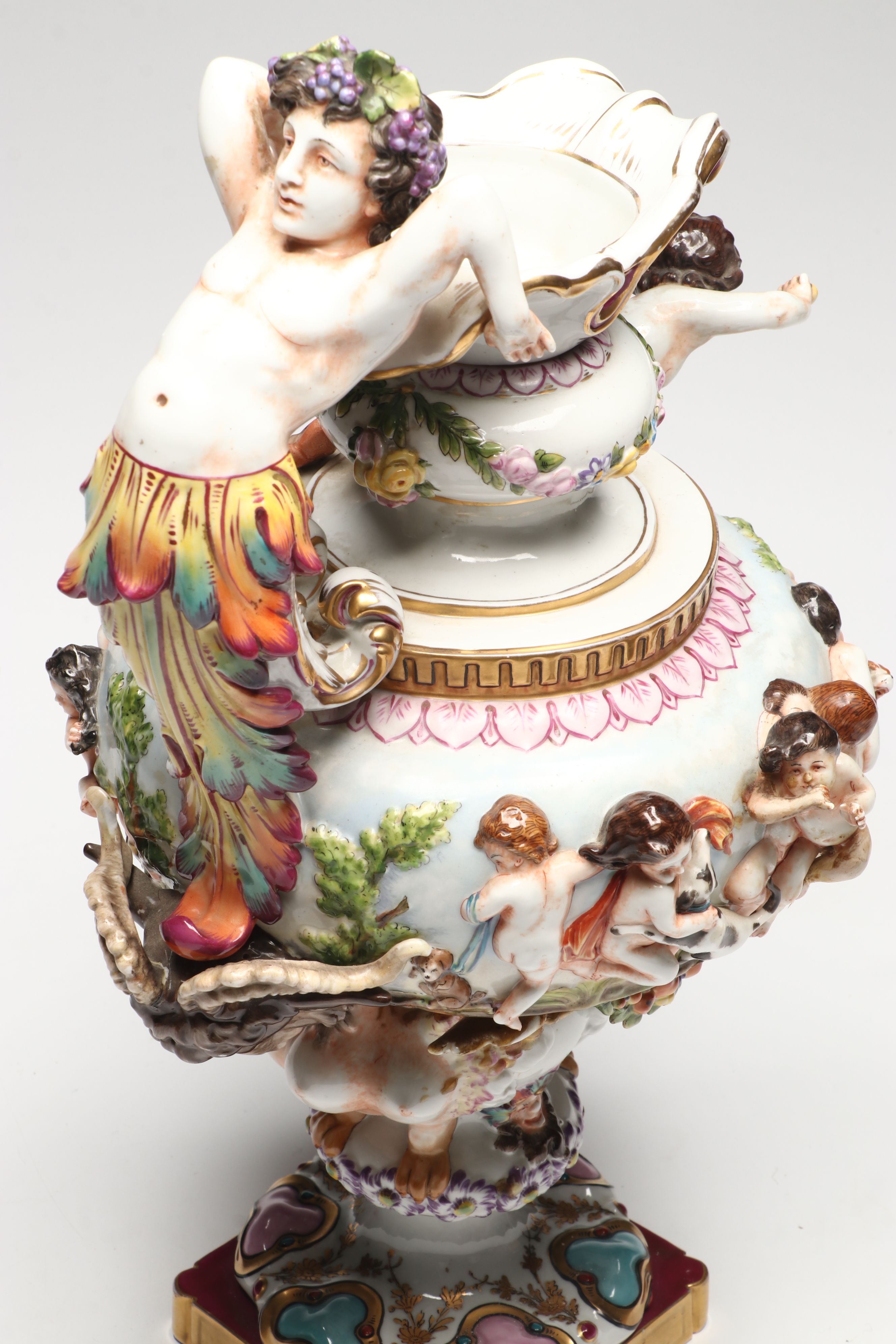 Neoclassical Style Capodimonte Figural Porcelain Ewer