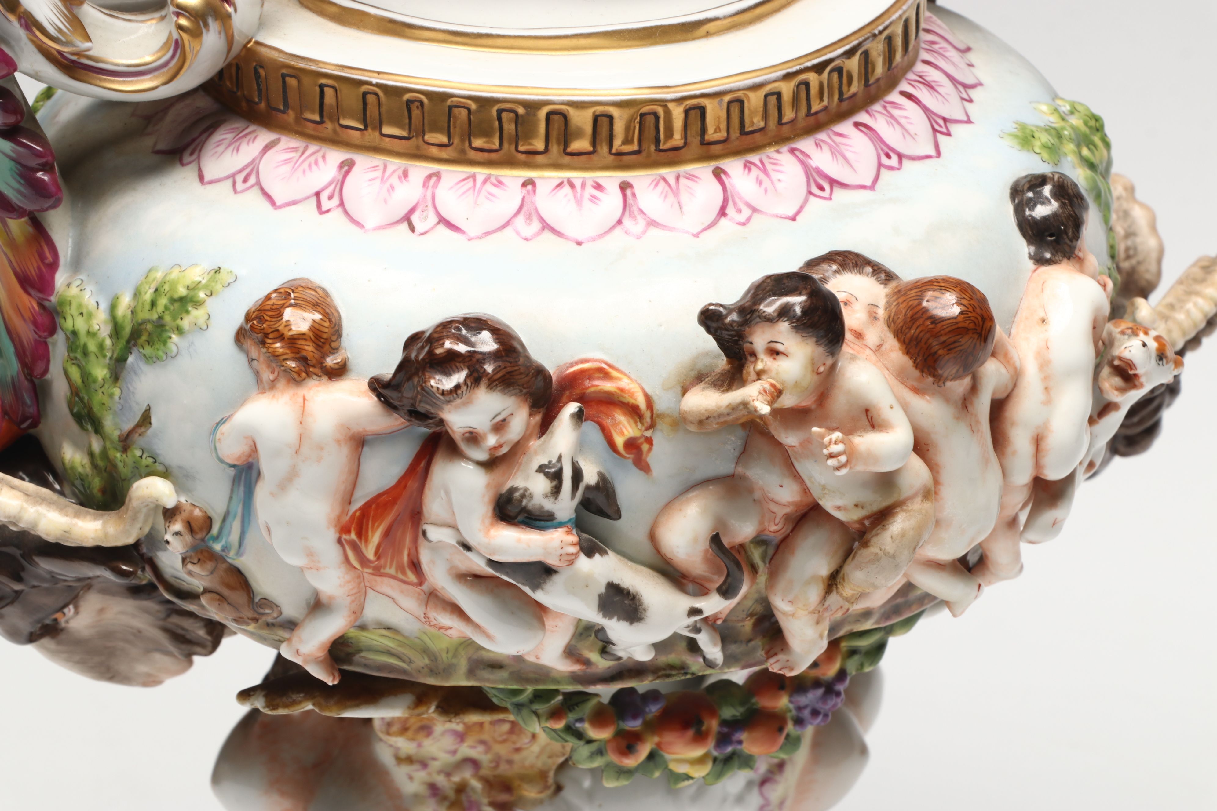 Neoclassical Style Capodimonte Figural Porcelain Ewer