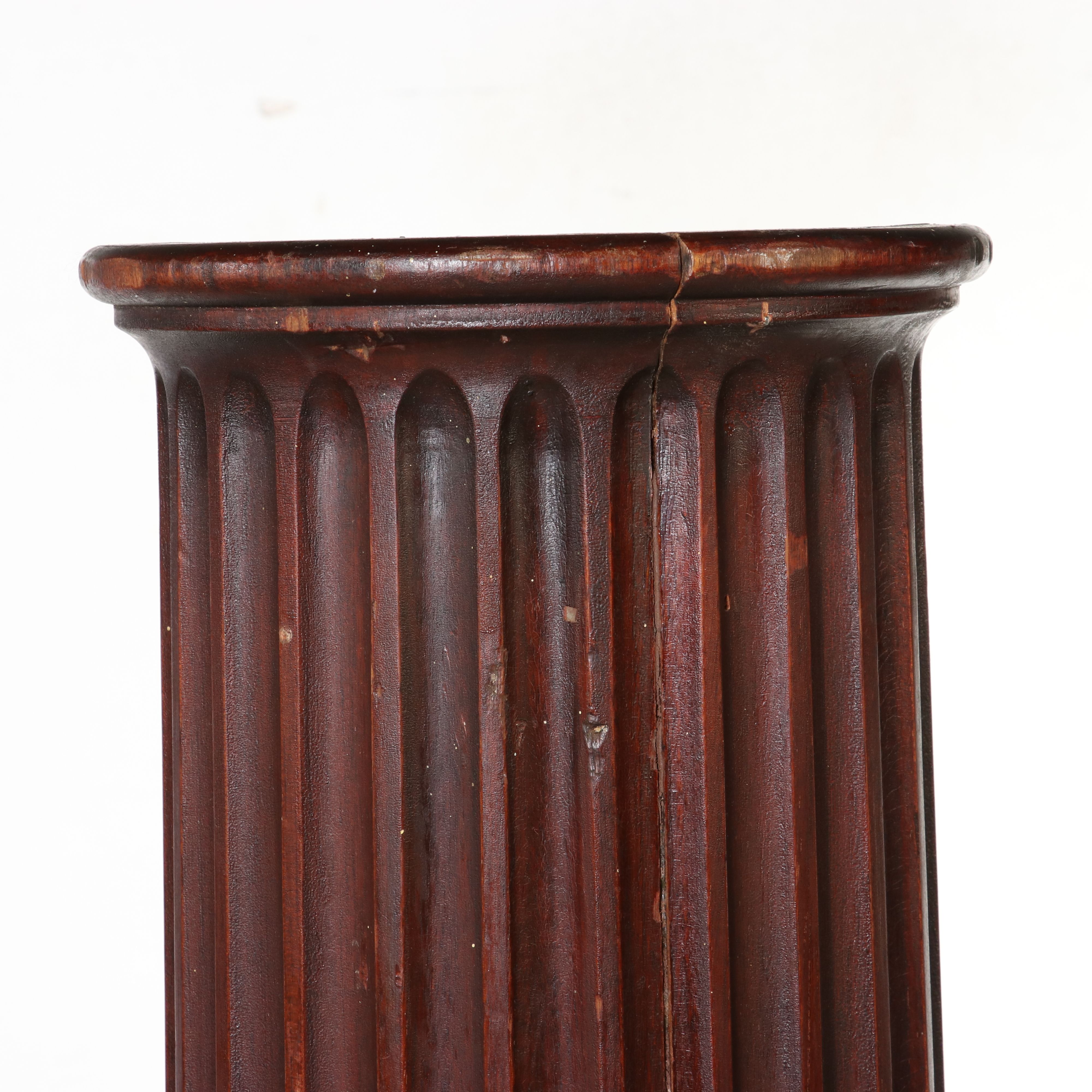 Pair of Wooden Neoclassical Doric Style Fluted Architectural Columns, 20th C.