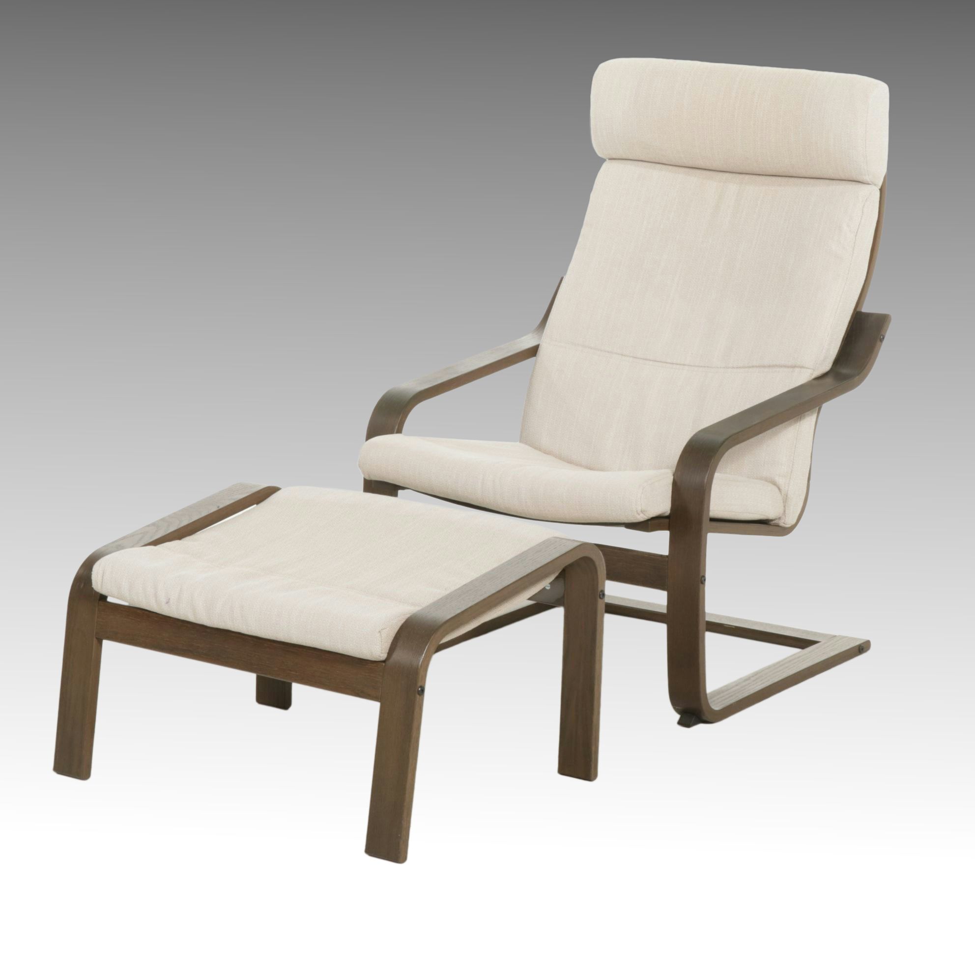 IKEA "POÄNG" Bentwood Rocking Chair and Footstool, 21st Century