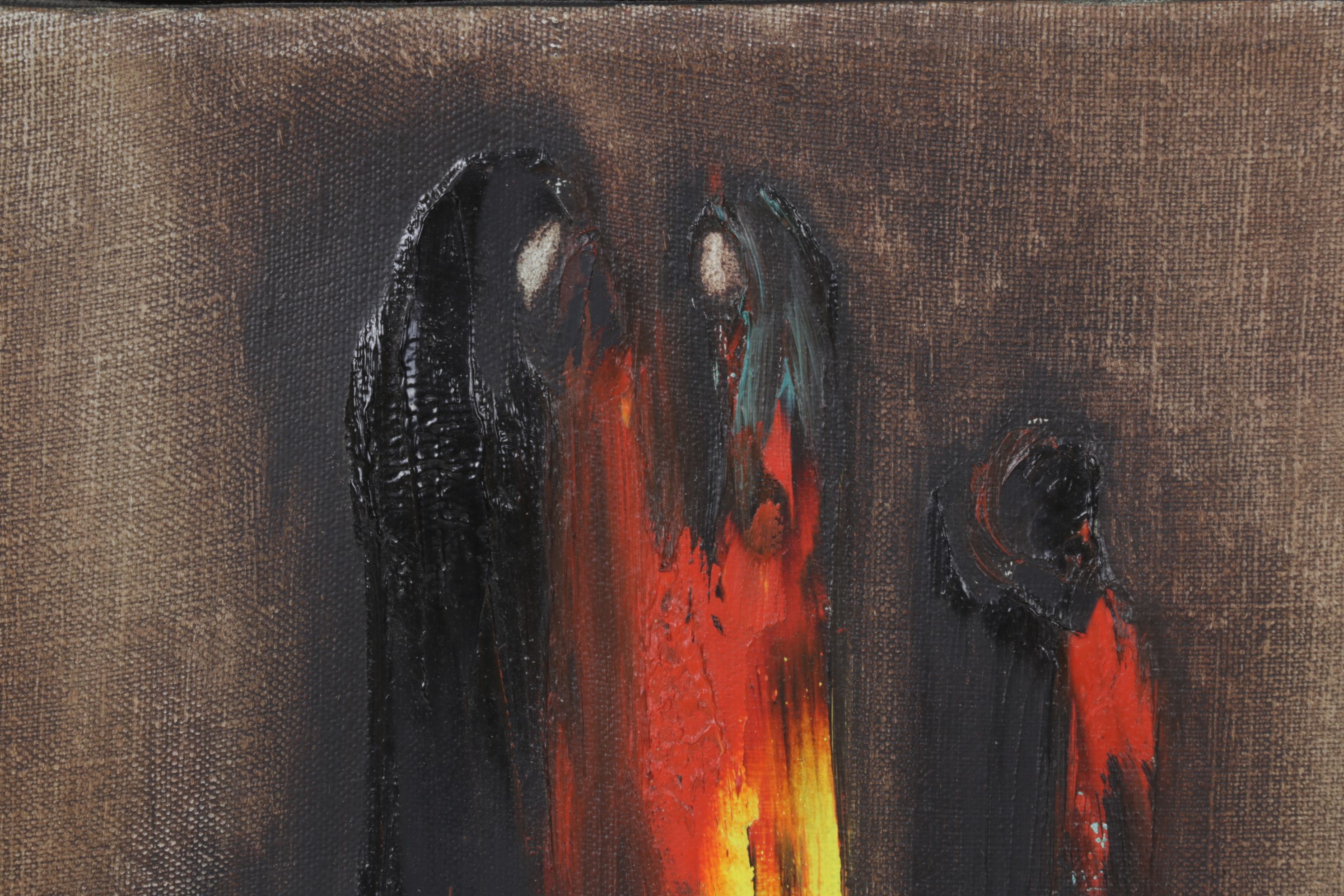 Bettine Margalit Acrylic Painting "Three Figures", 1967