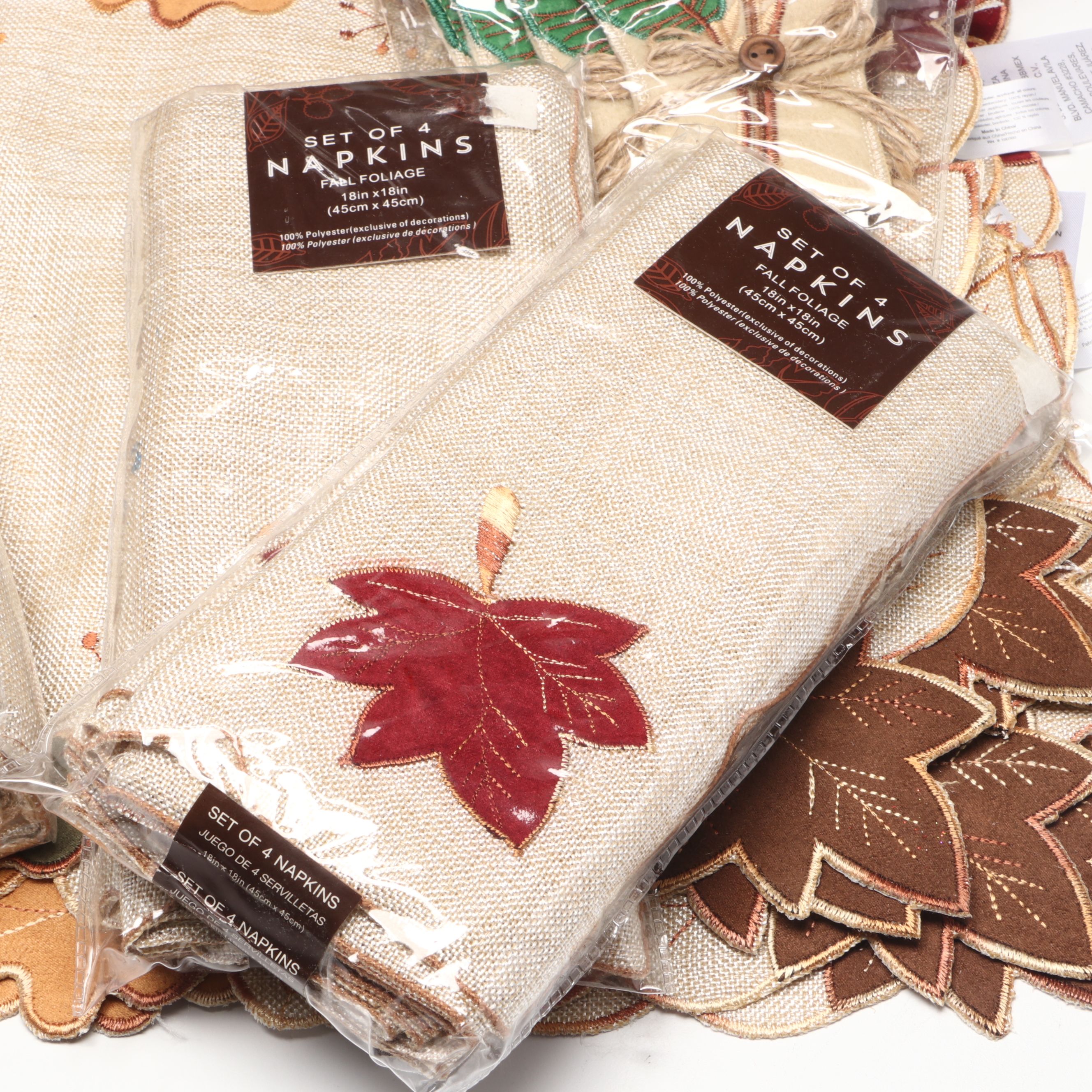 Buie Pottery Stoneware Stem Goblets with Autumnal Table Linens and Accessories