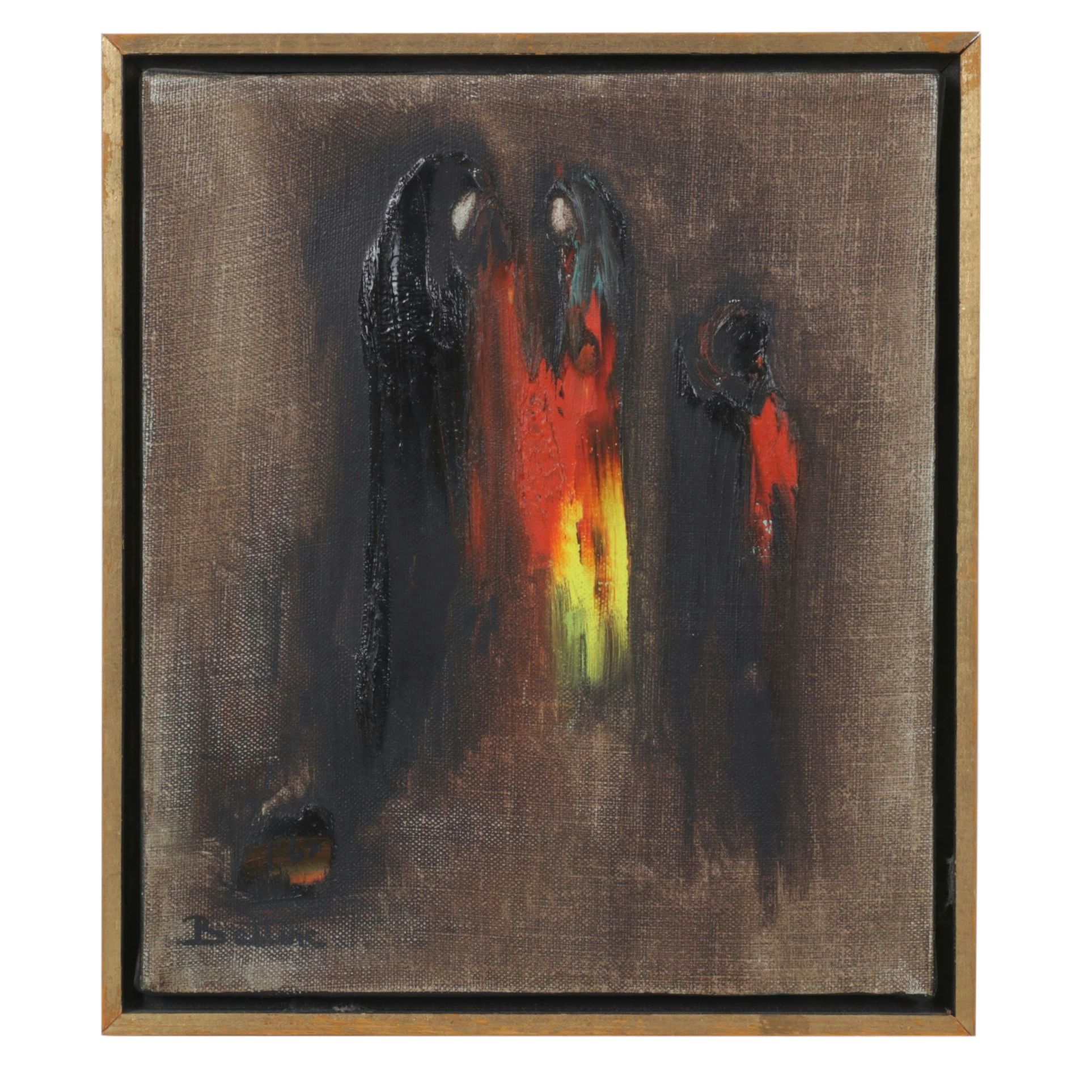 Bettine Margalit Acrylic Painting "Three Figures", 1967