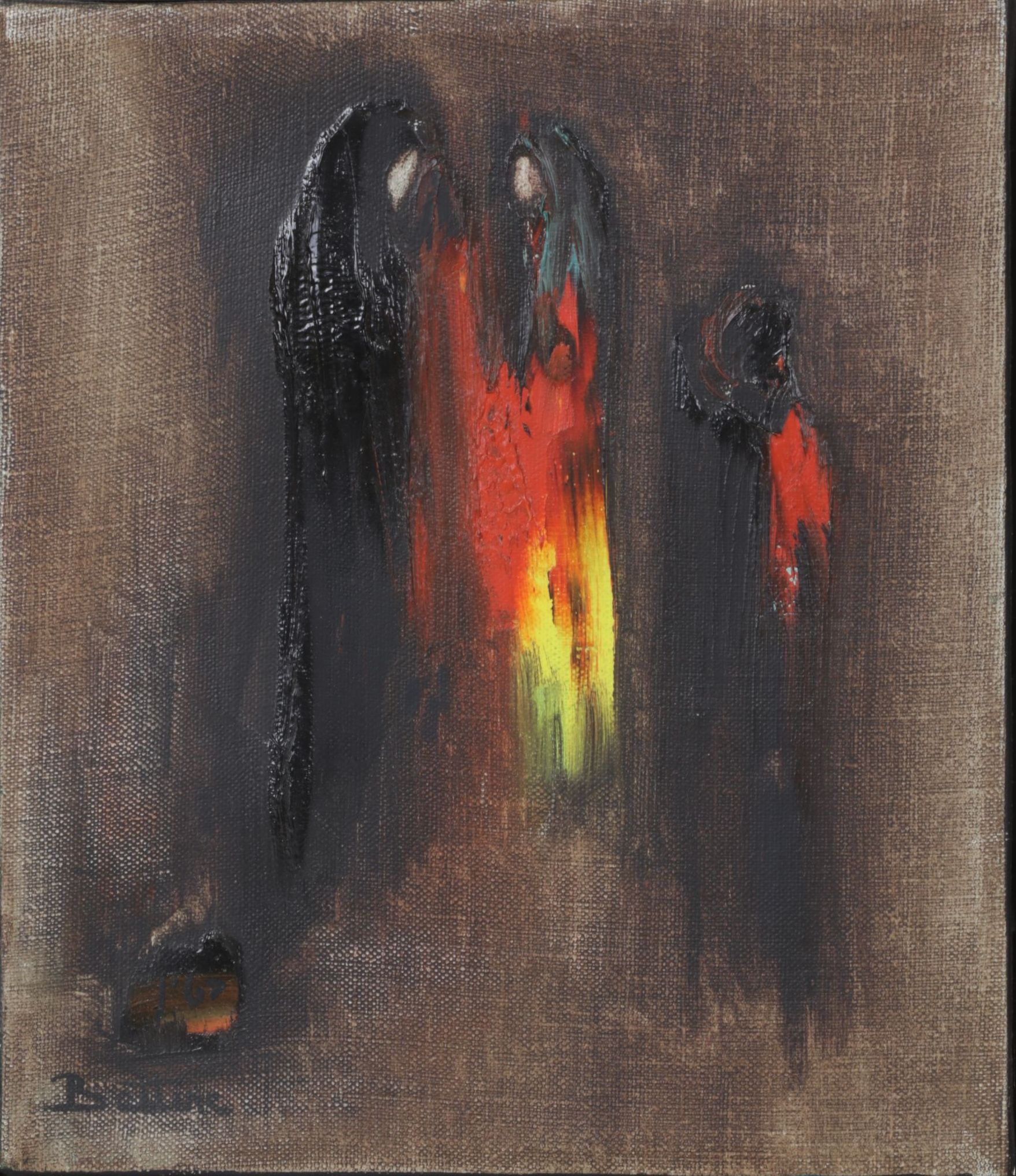 Bettine Margalit Acrylic Painting "Three Figures", 1967