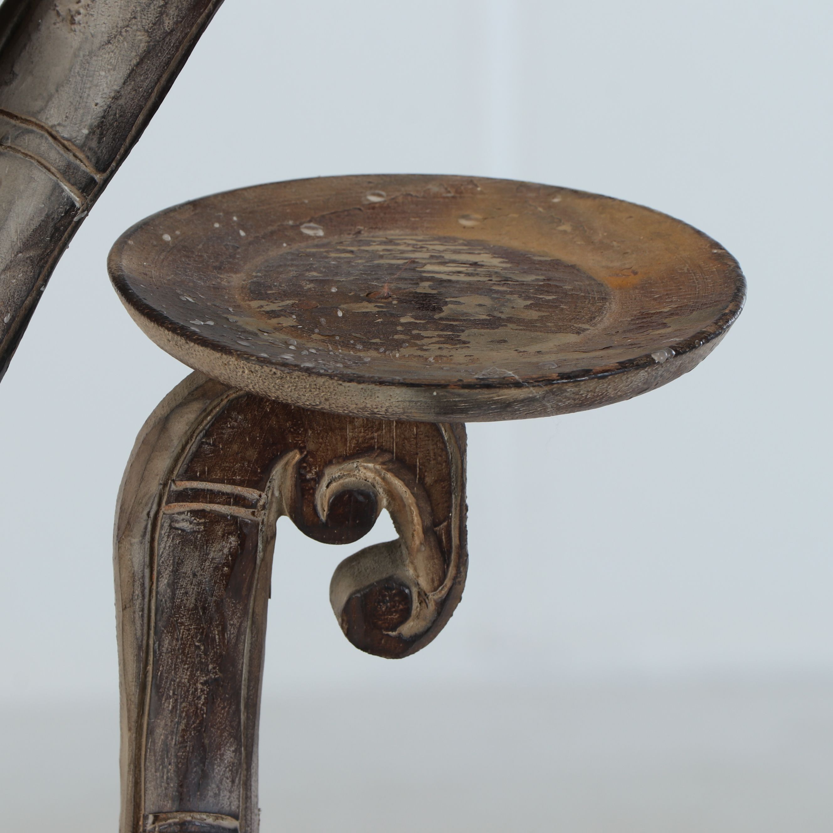 Anthropomorphic Folk Art Style Wooden Candle Holder