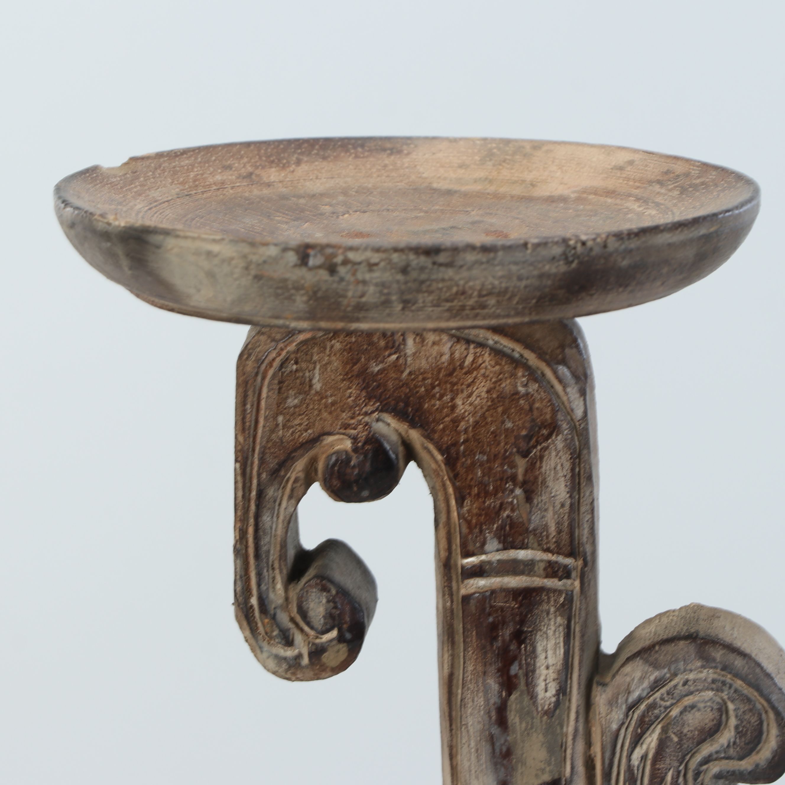 Anthropomorphic Folk Art Style Wooden Candle Holder