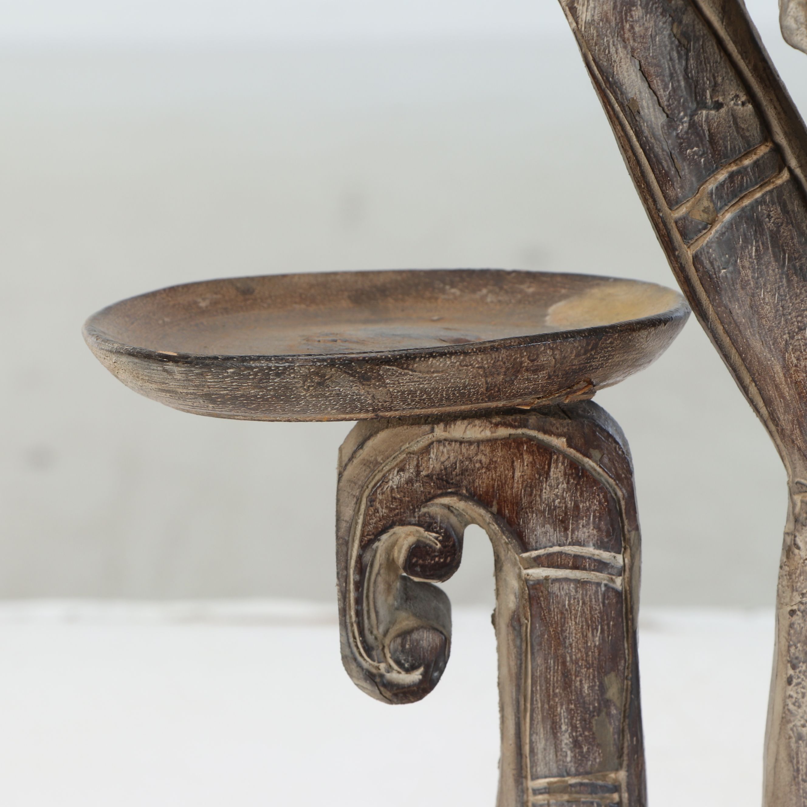 Anthropomorphic Folk Art Style Wooden Candle Holder