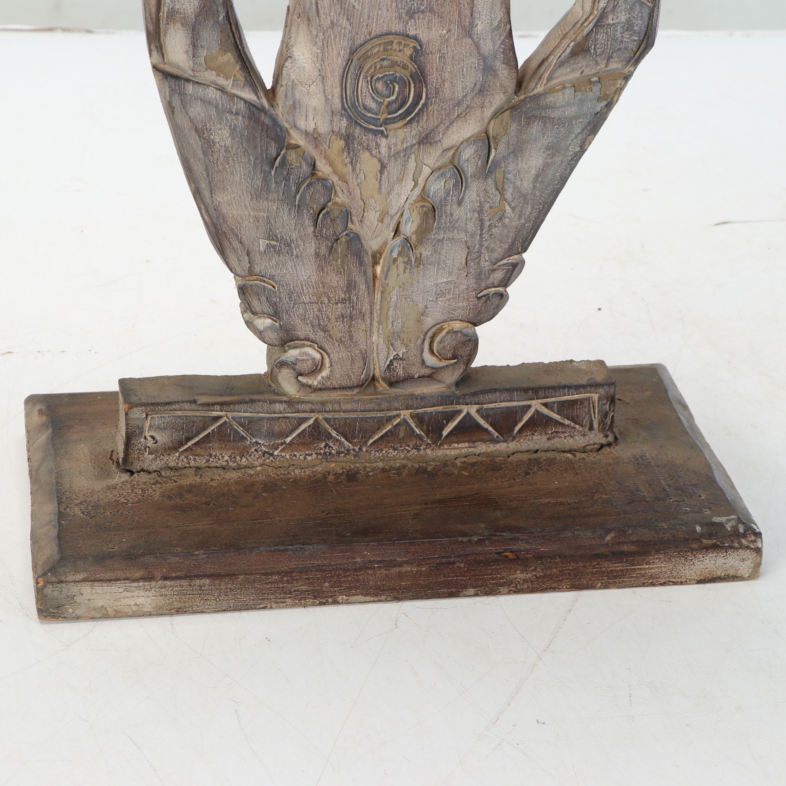 Anthropomorphic Folk Art Style Wooden Candle Holder