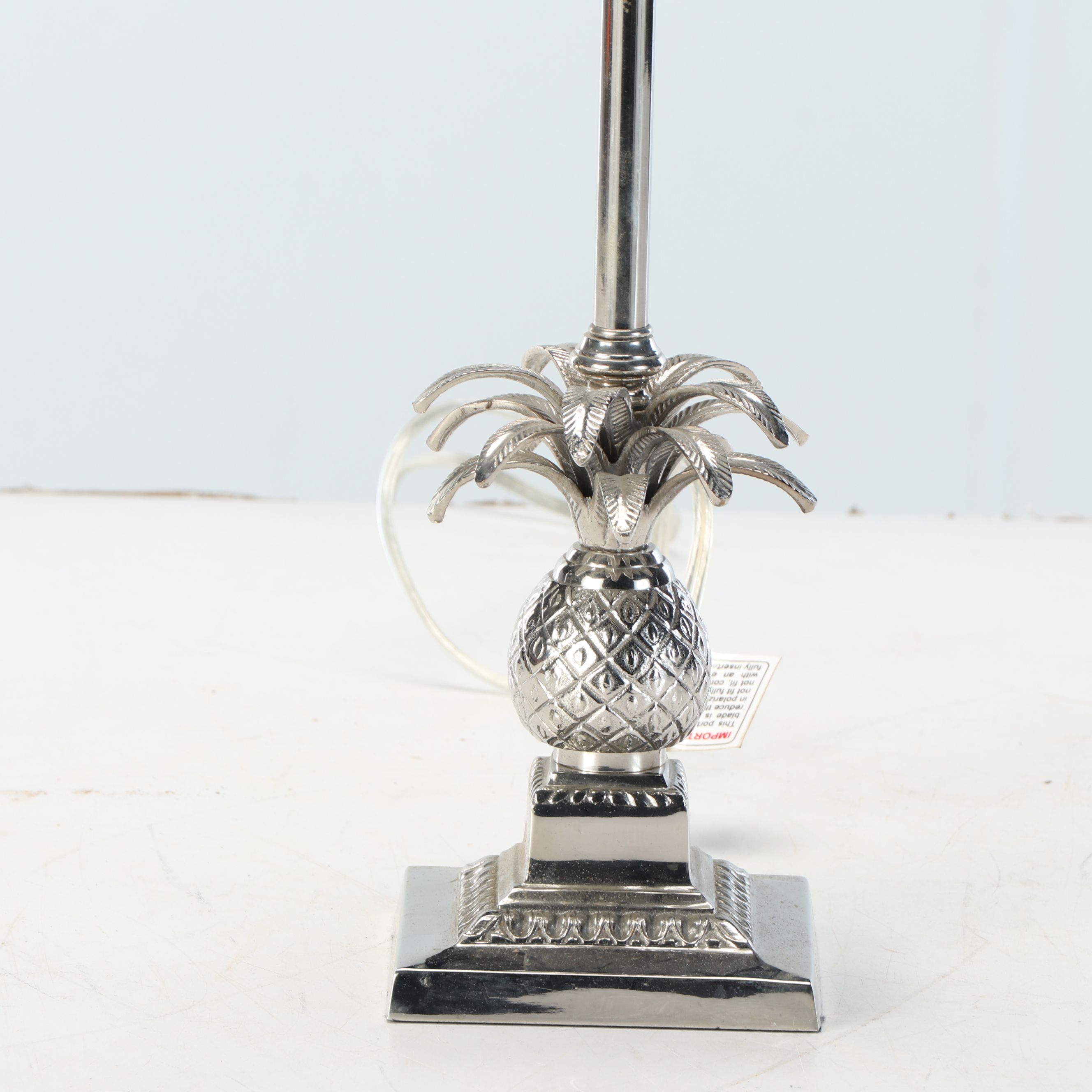 Silver Finish Pineapple Console Lamp with Fine Mesh Shade