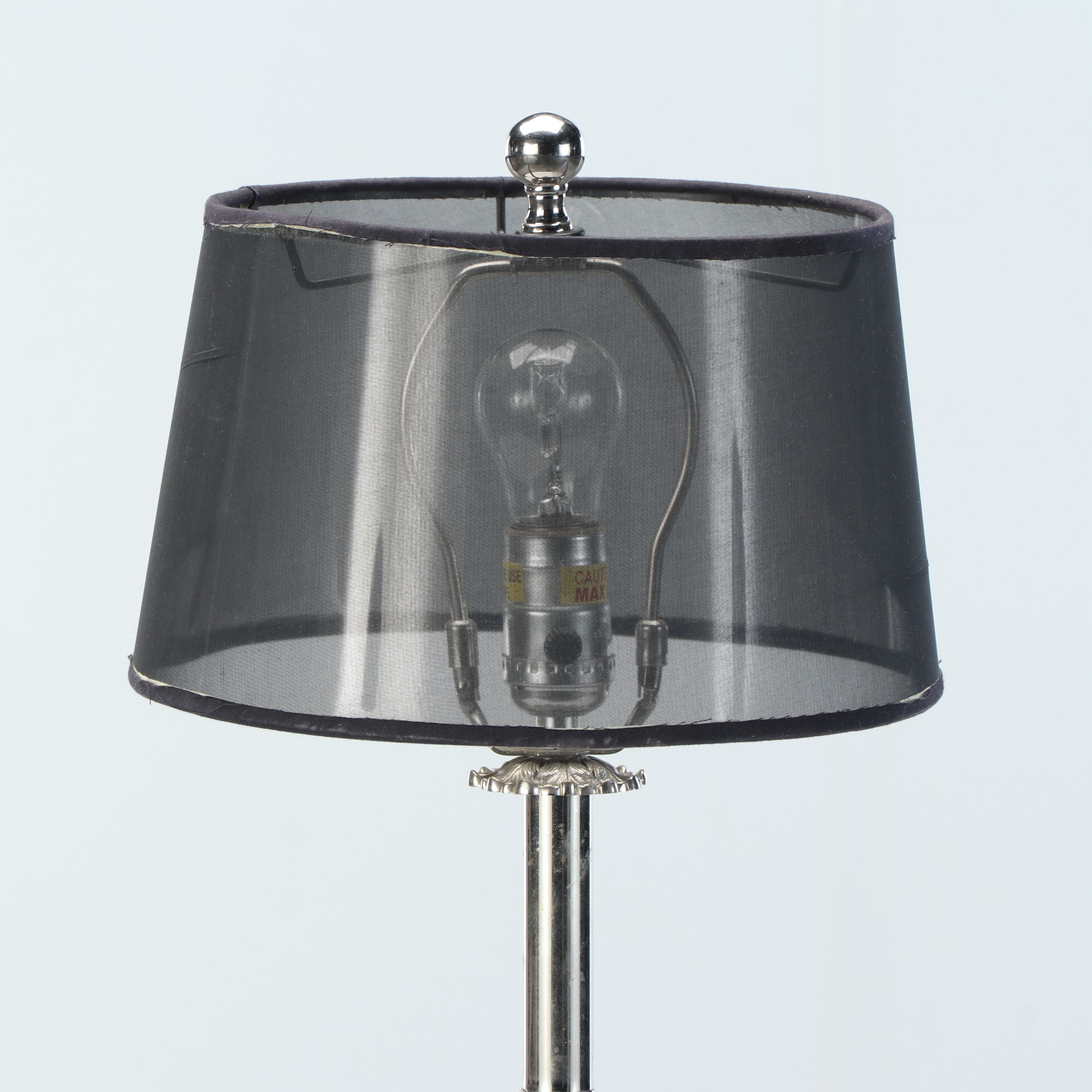 Silver Finish Pineapple Console Lamp with Fine Mesh Shade