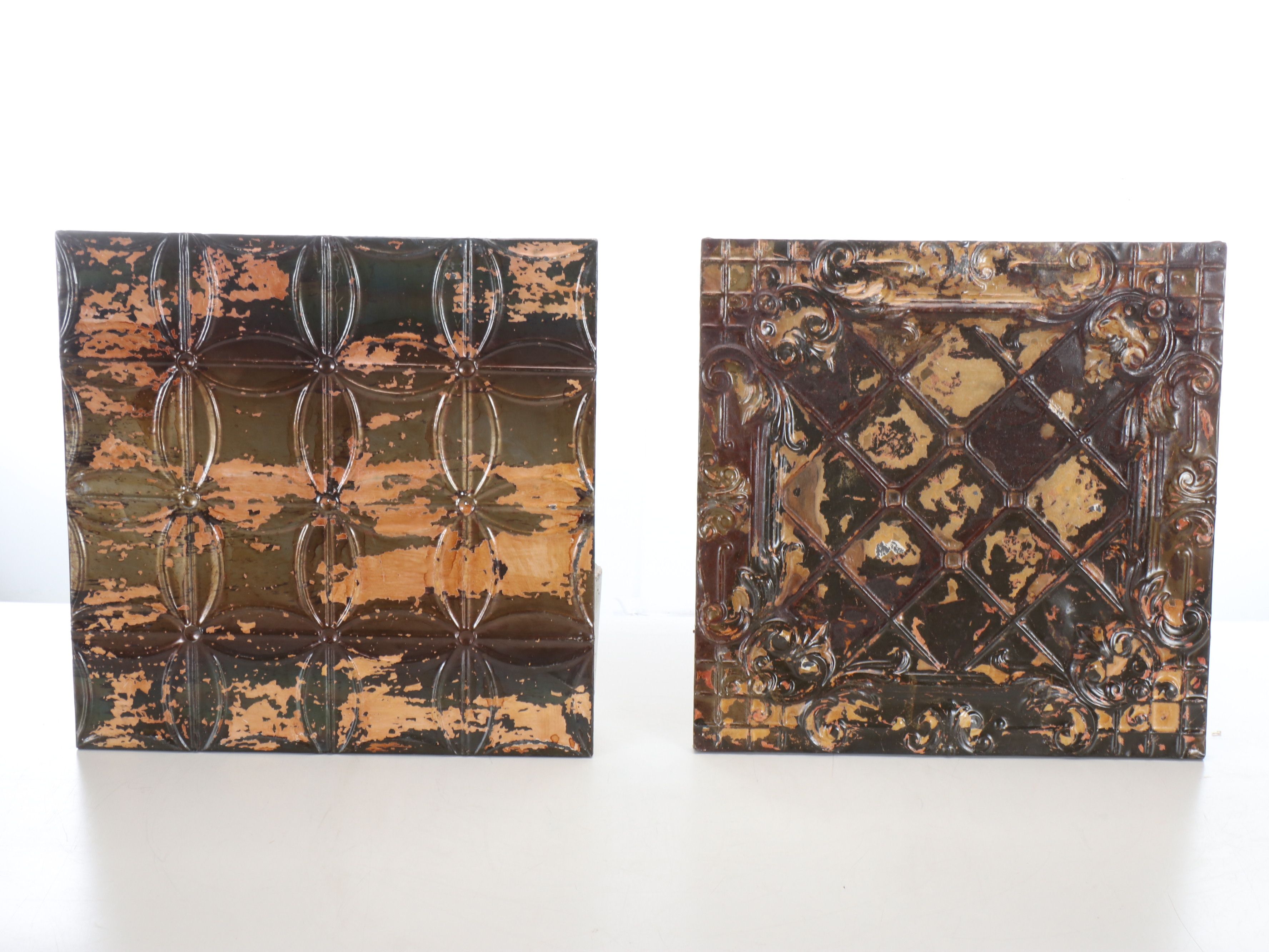 Filigree Motif Metal Tile and Floral Motif Metal Tile