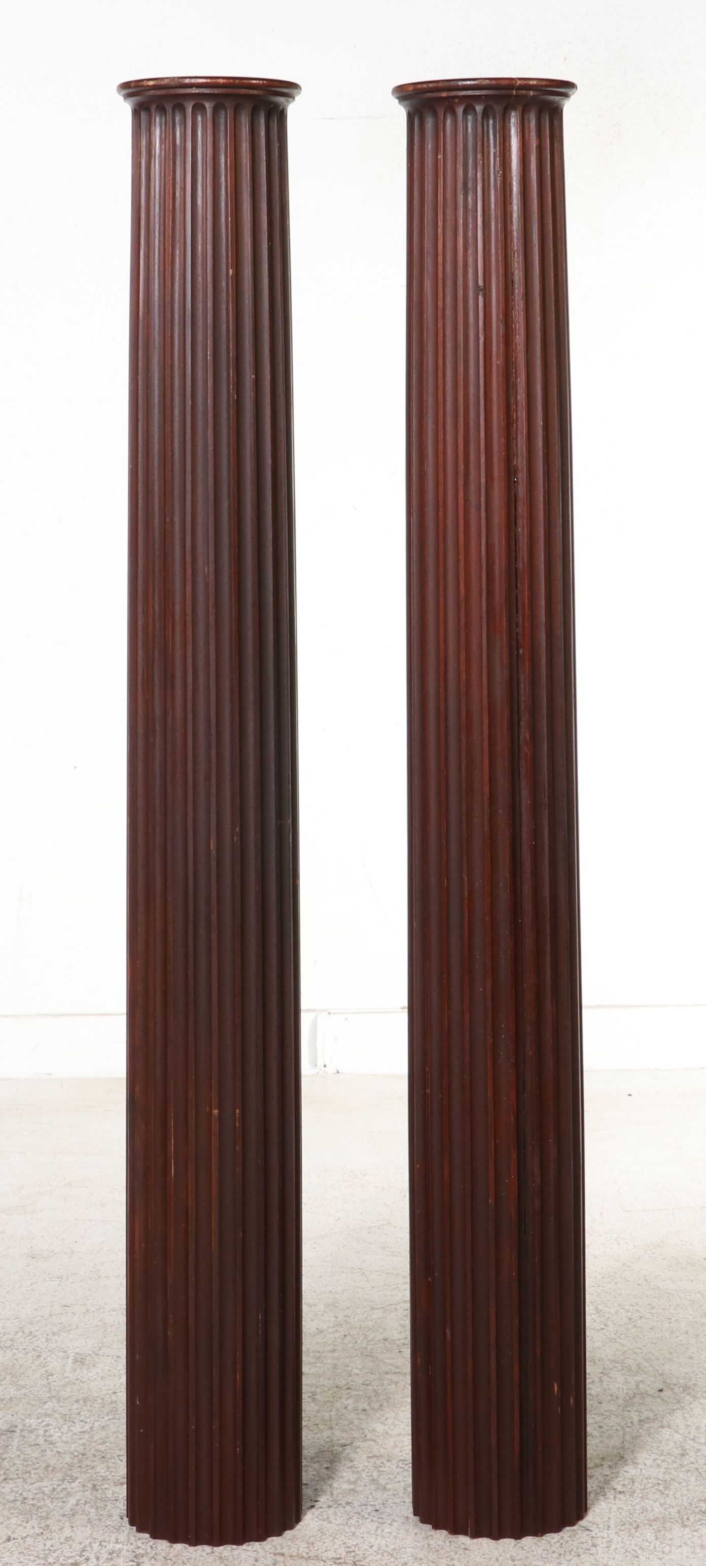 Pair of Wooden Neoclassical Doric Style Fluted Architectural Columns, 20th C.