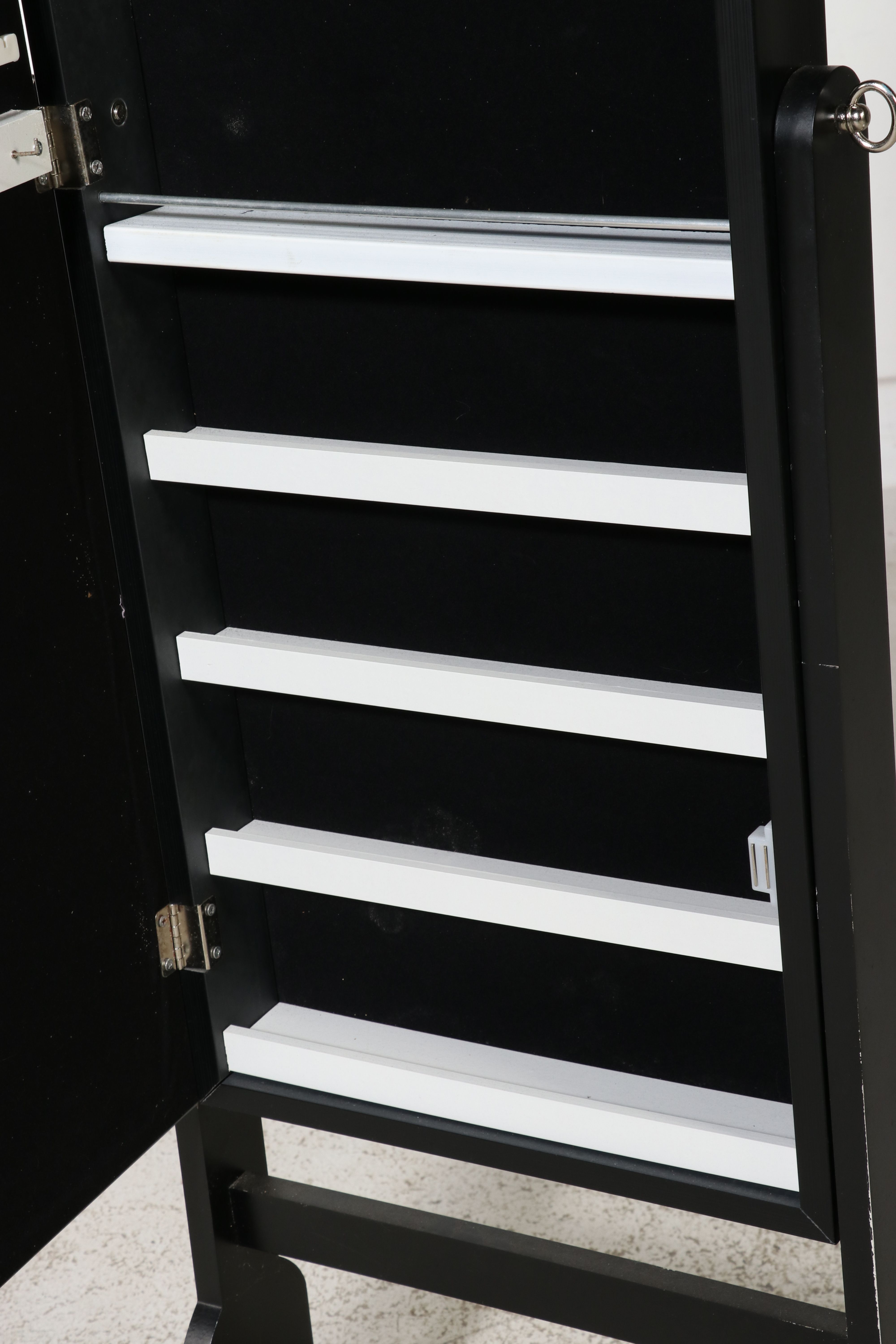 Contemporary Illuminated Cheval Mirror with Hidden Jewelry Armoire