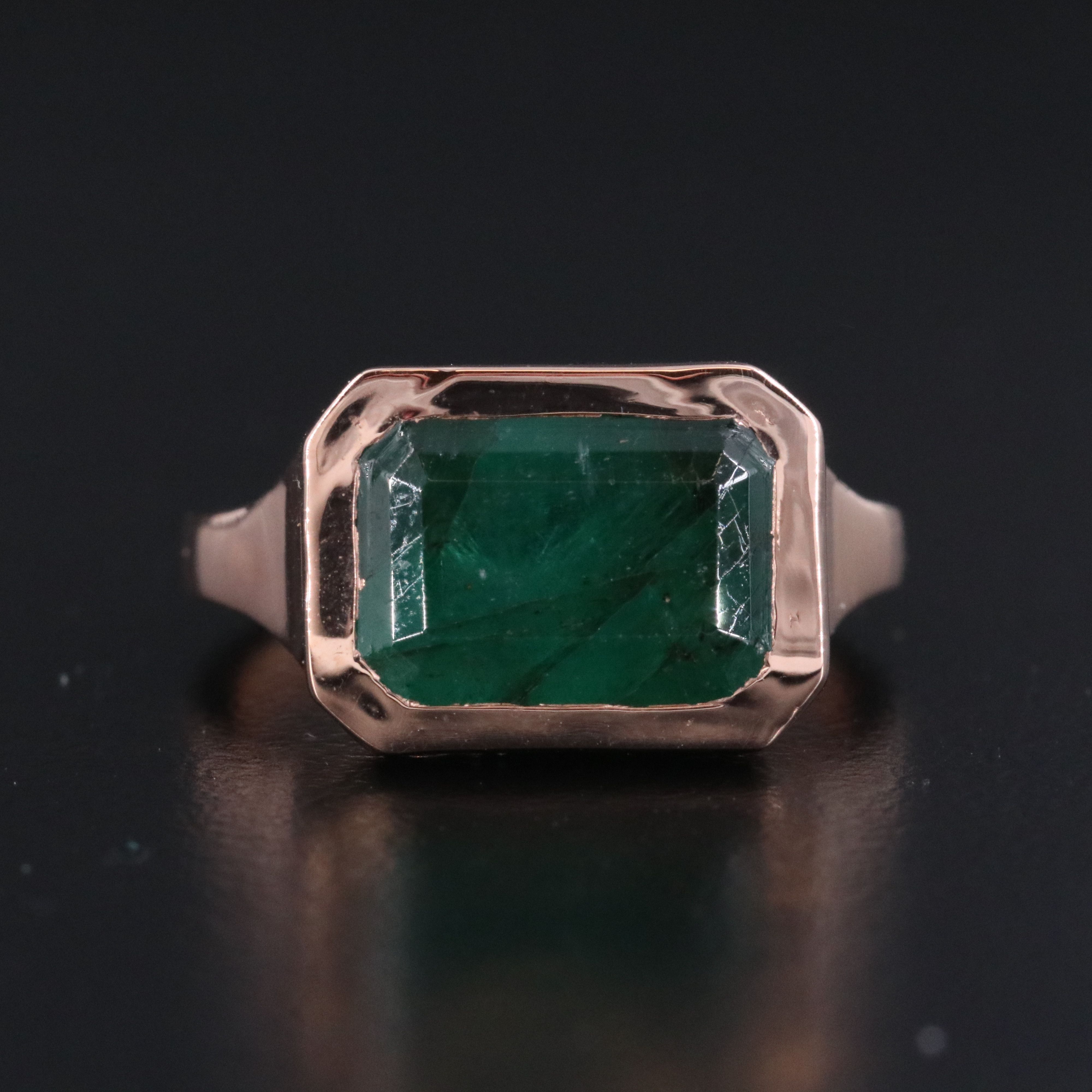 14K Rose Gold 5.60 CT Emerald Ring