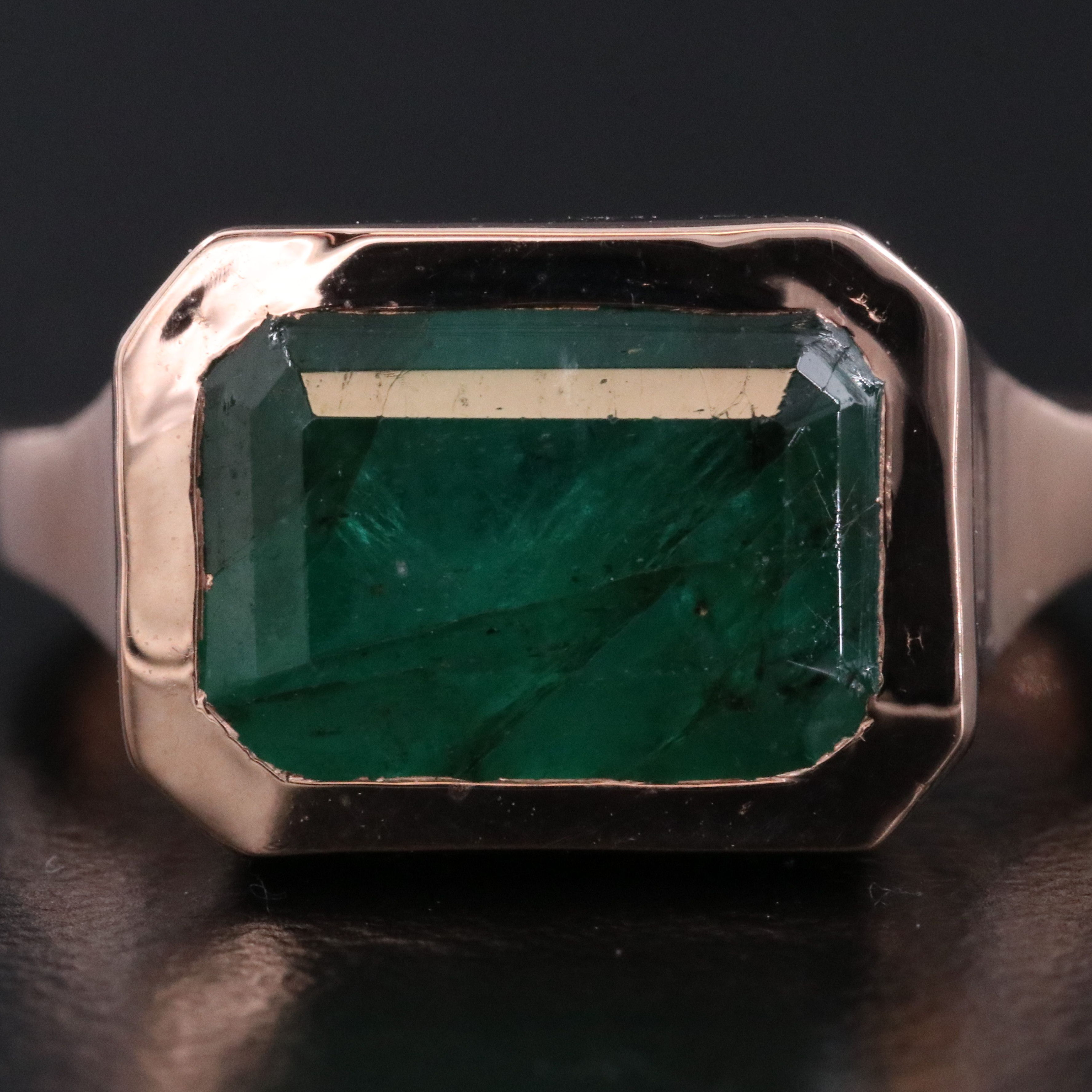 14K Rose Gold 5.60 CT Emerald Ring