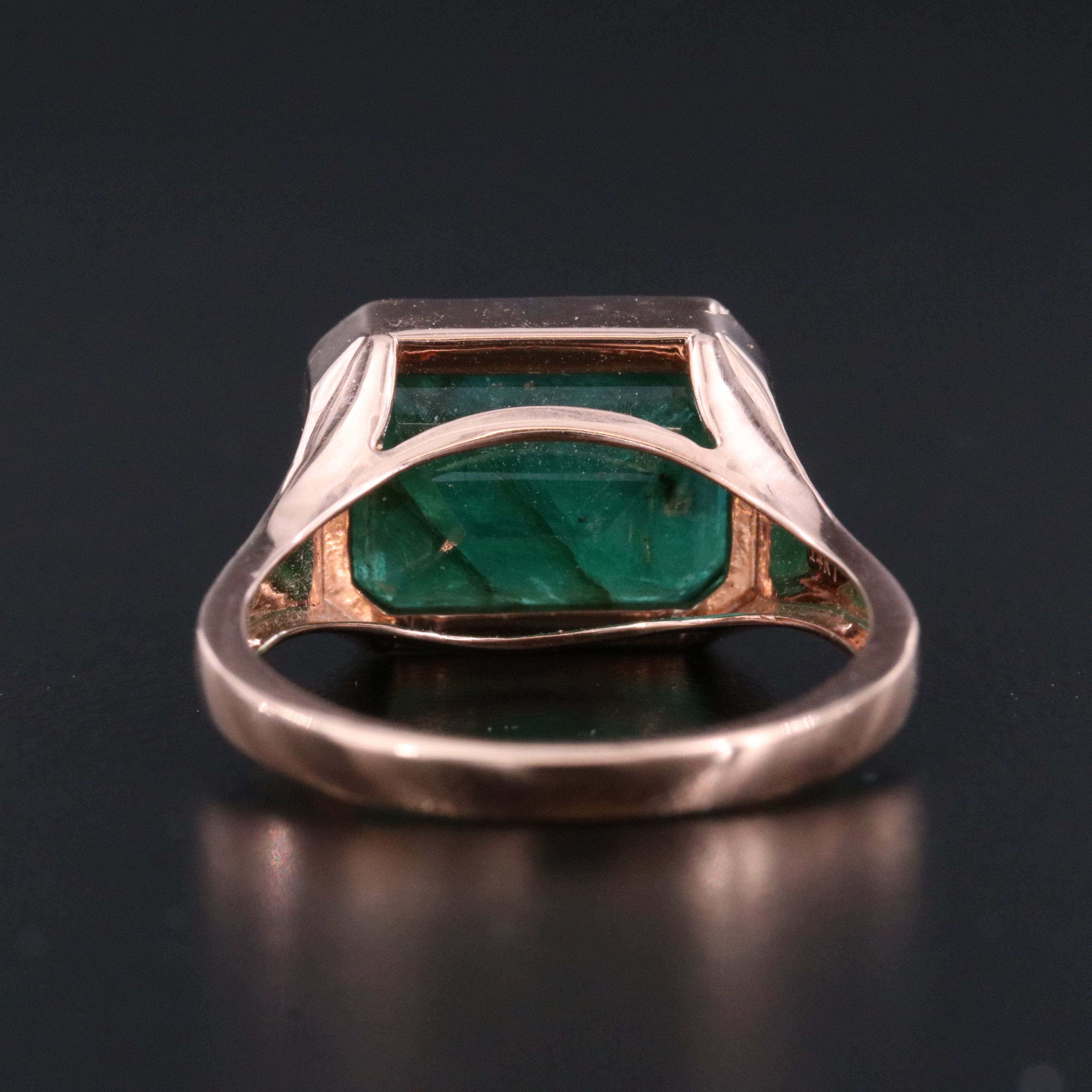 14K Rose Gold 5.60 CT Emerald Ring
