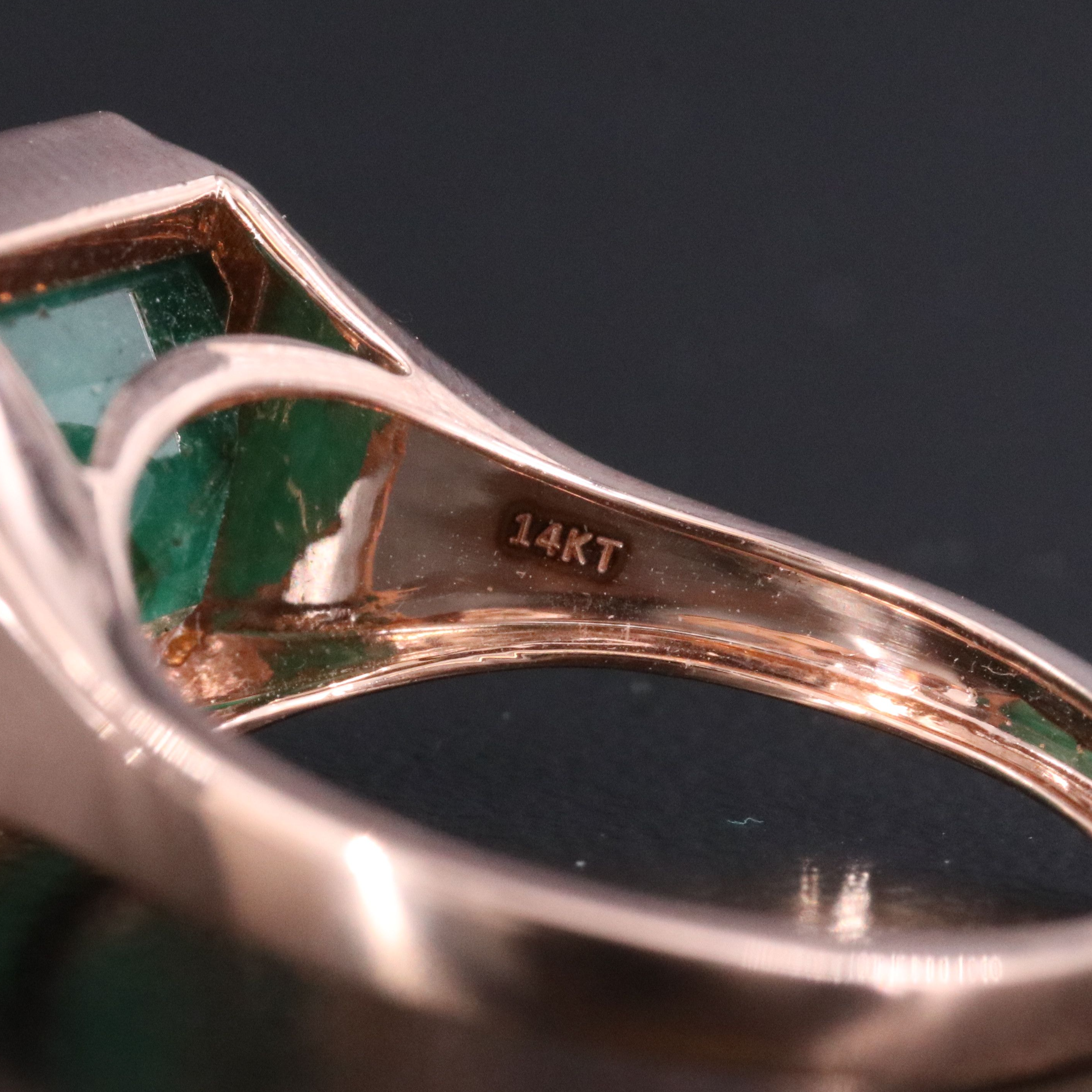 14K Rose Gold 5.60 CT Emerald Ring
