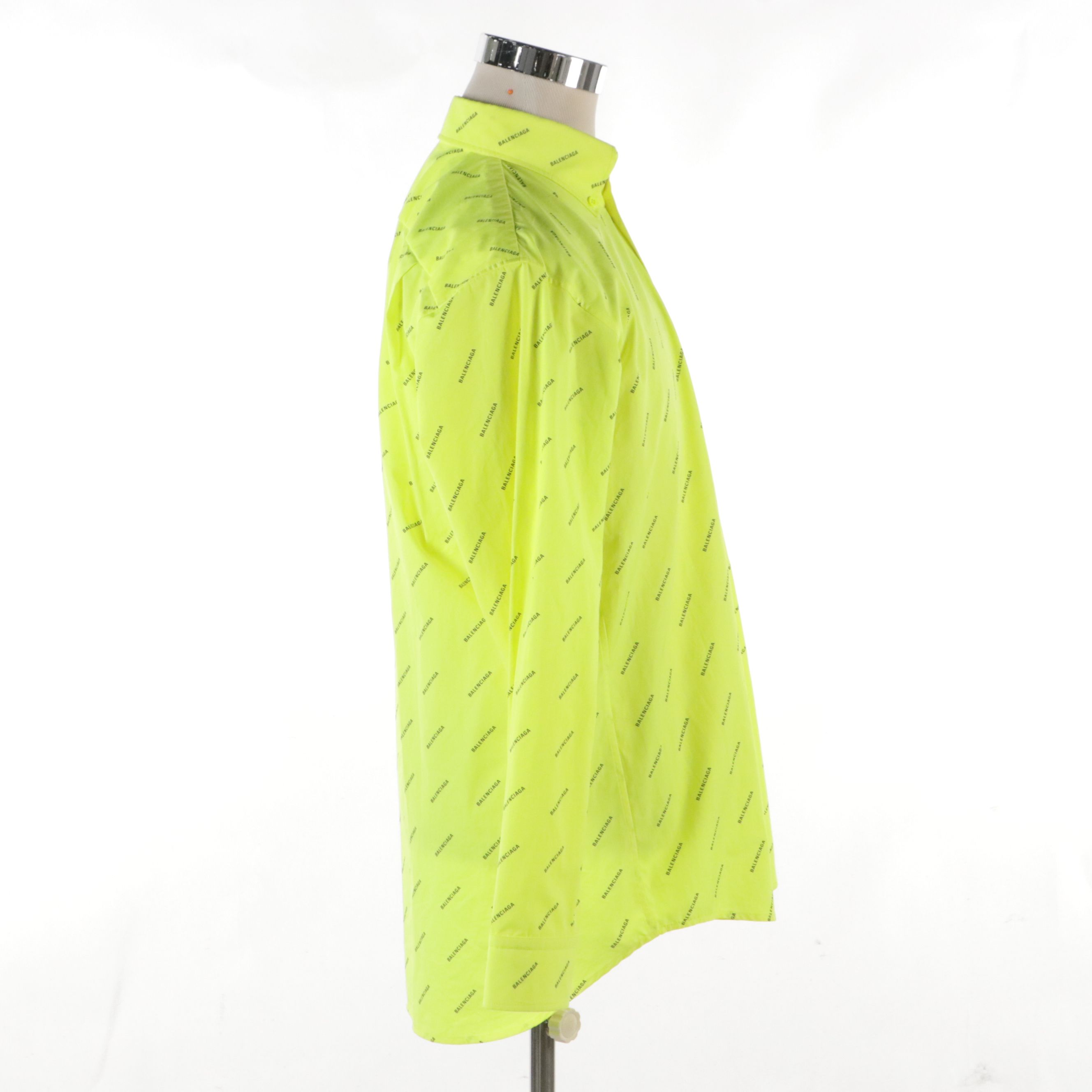 Men's Neon All Over Logo Long Sleeve Button-Down Top