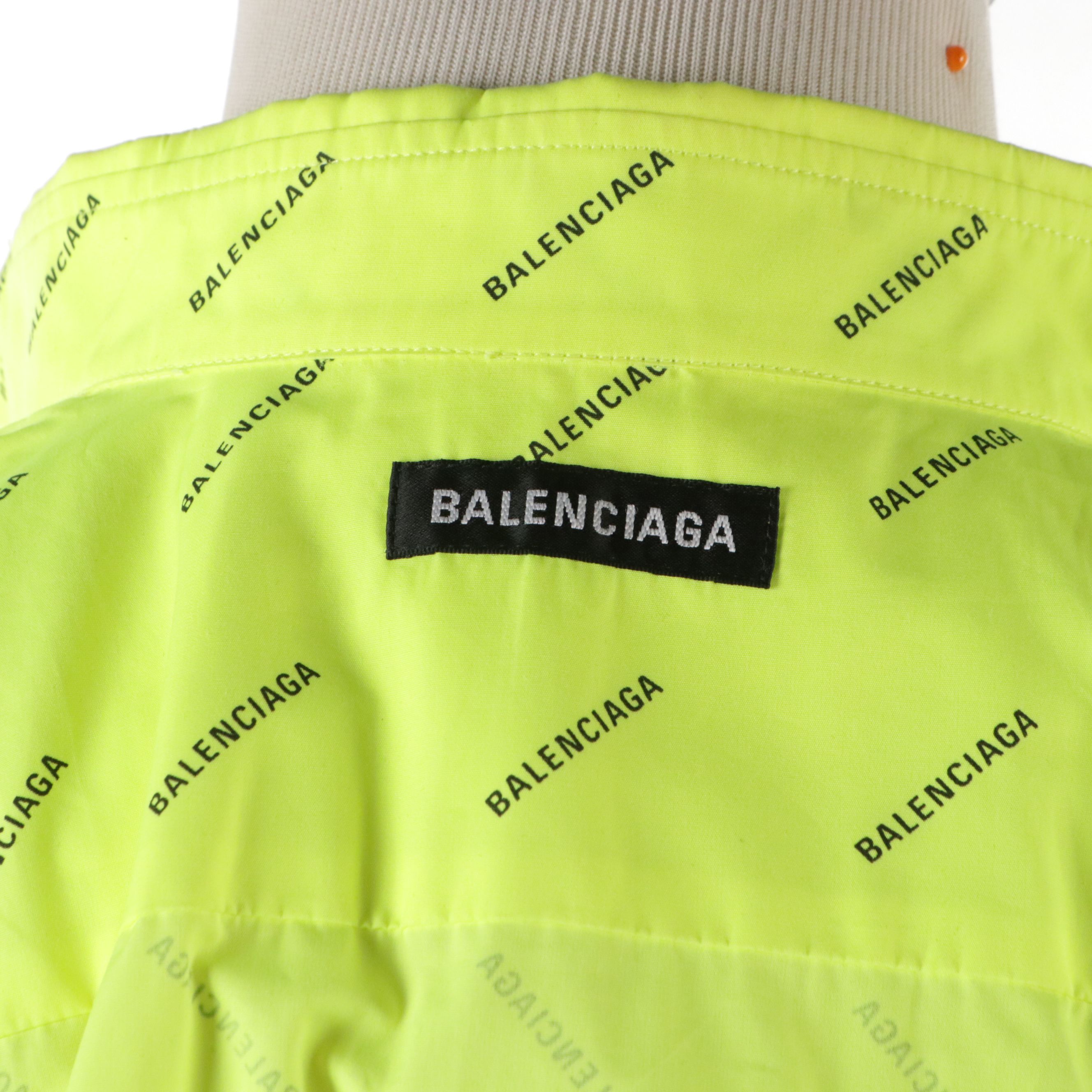 Men's Neon All Over Logo Long Sleeve Button-Down Top