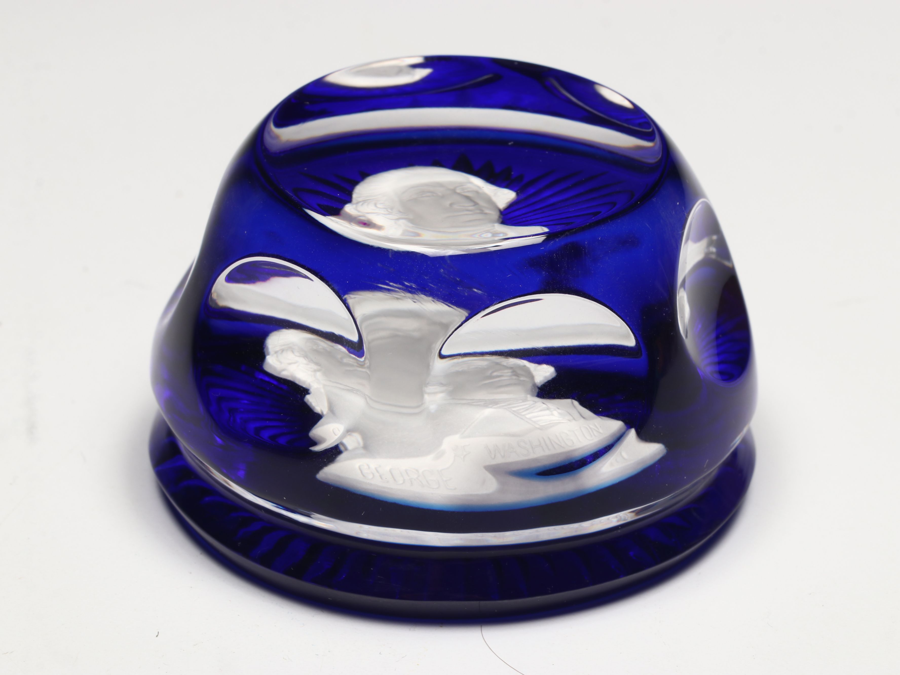 Baccarat Franklin Mint "Washington" and "Lafayette" Sulphide Glass Paperweights