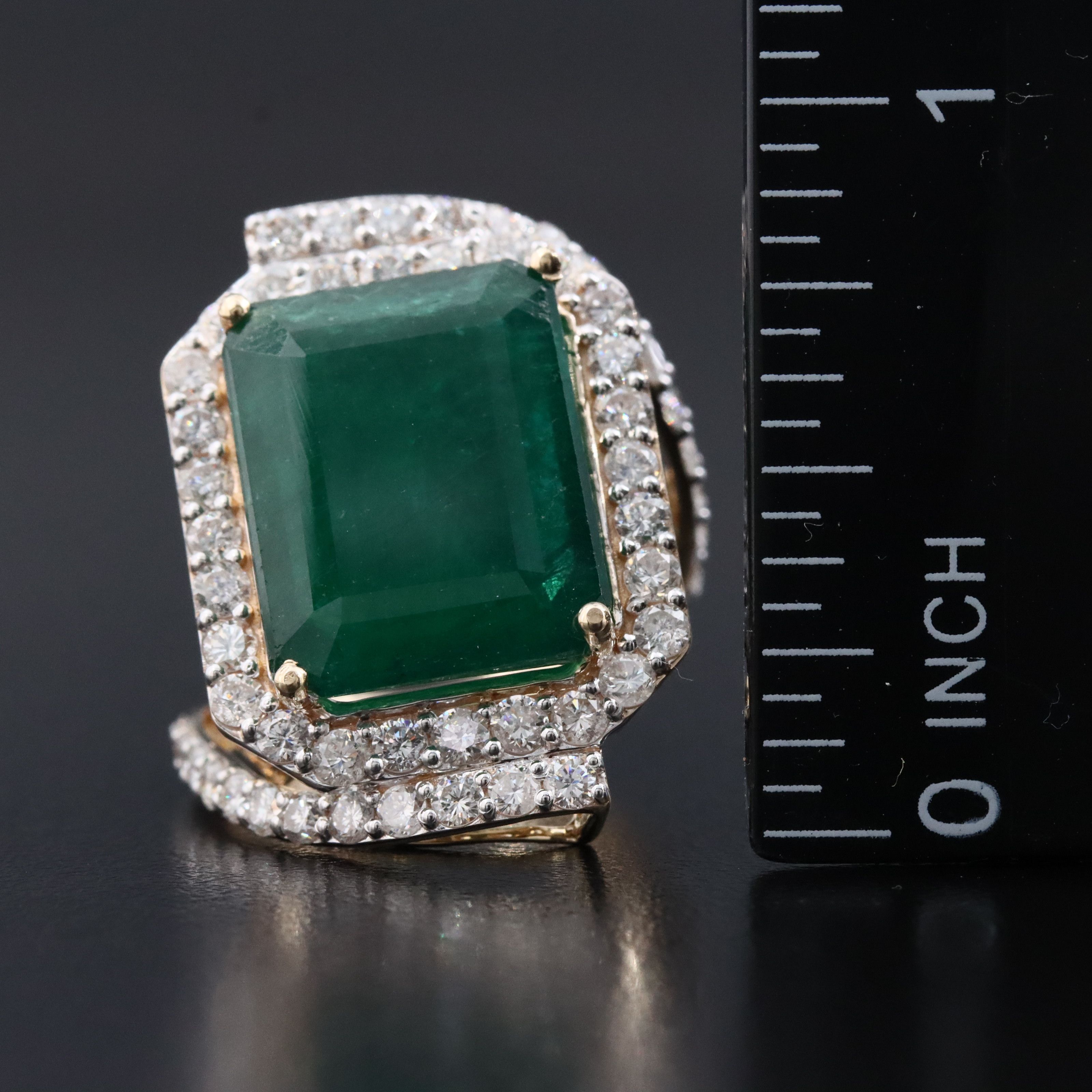14K 9.28 Emerald and 1.67 CTW Diamond Ring