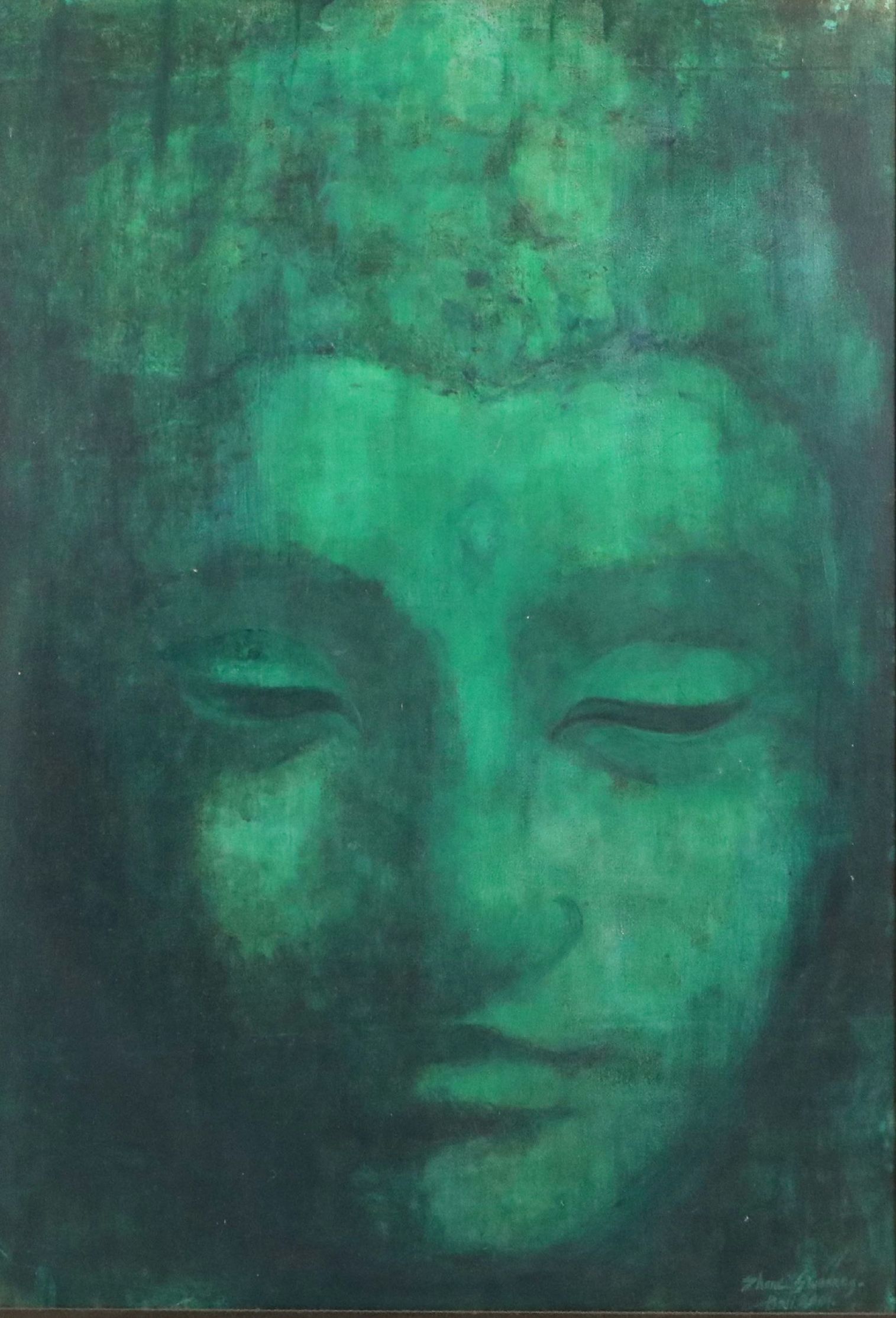 Shane Sweeney Oil Painting of Face of Buddha, 2001