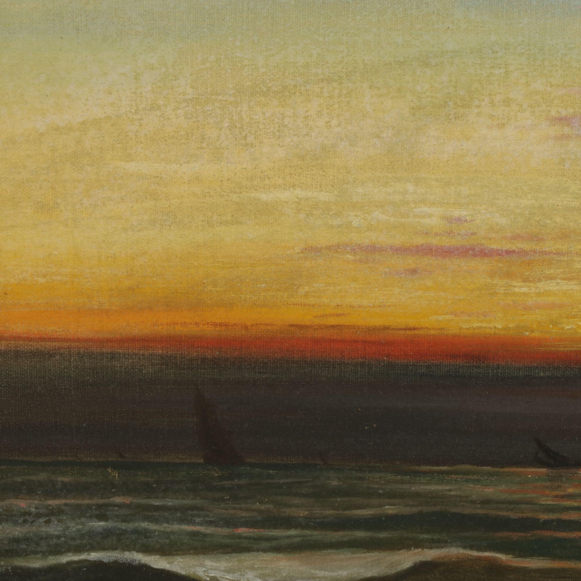 Henry A. Duessel Sunset Seascape Oil Painting, Early 20th Century