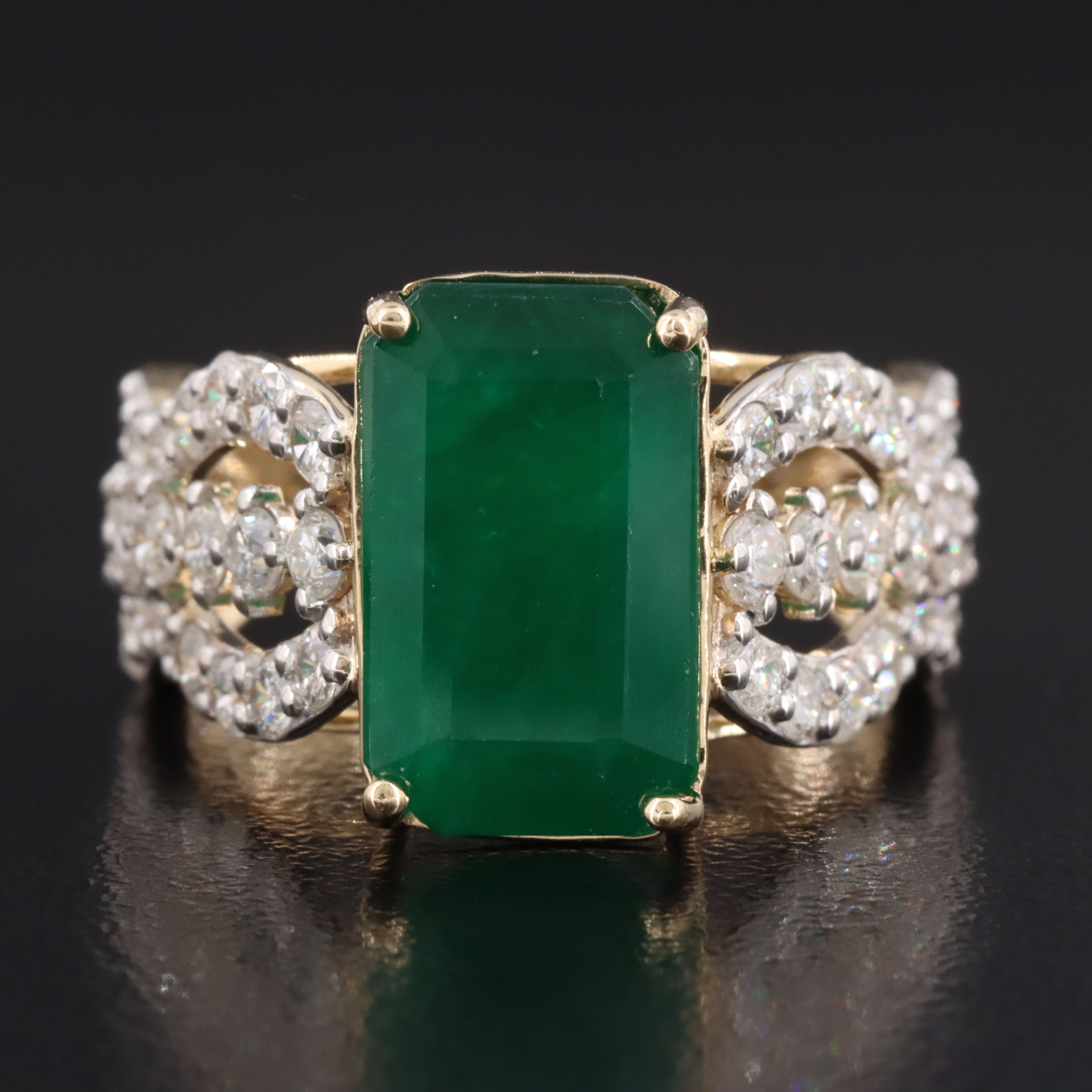 14K 5.00 CT Emerald and 1.72 CTW Diamond Ring