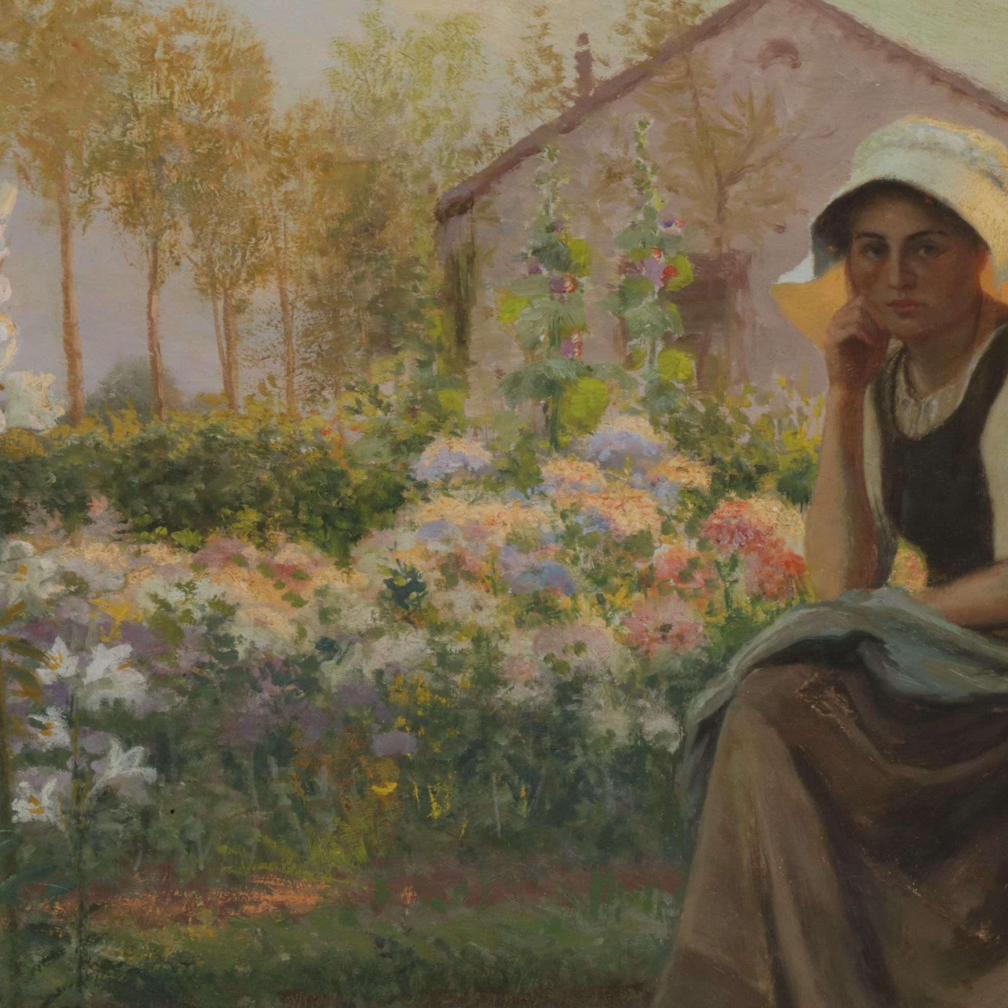 Jean Beauduin Portrait Oil Painting "Woman Seated in Garden"