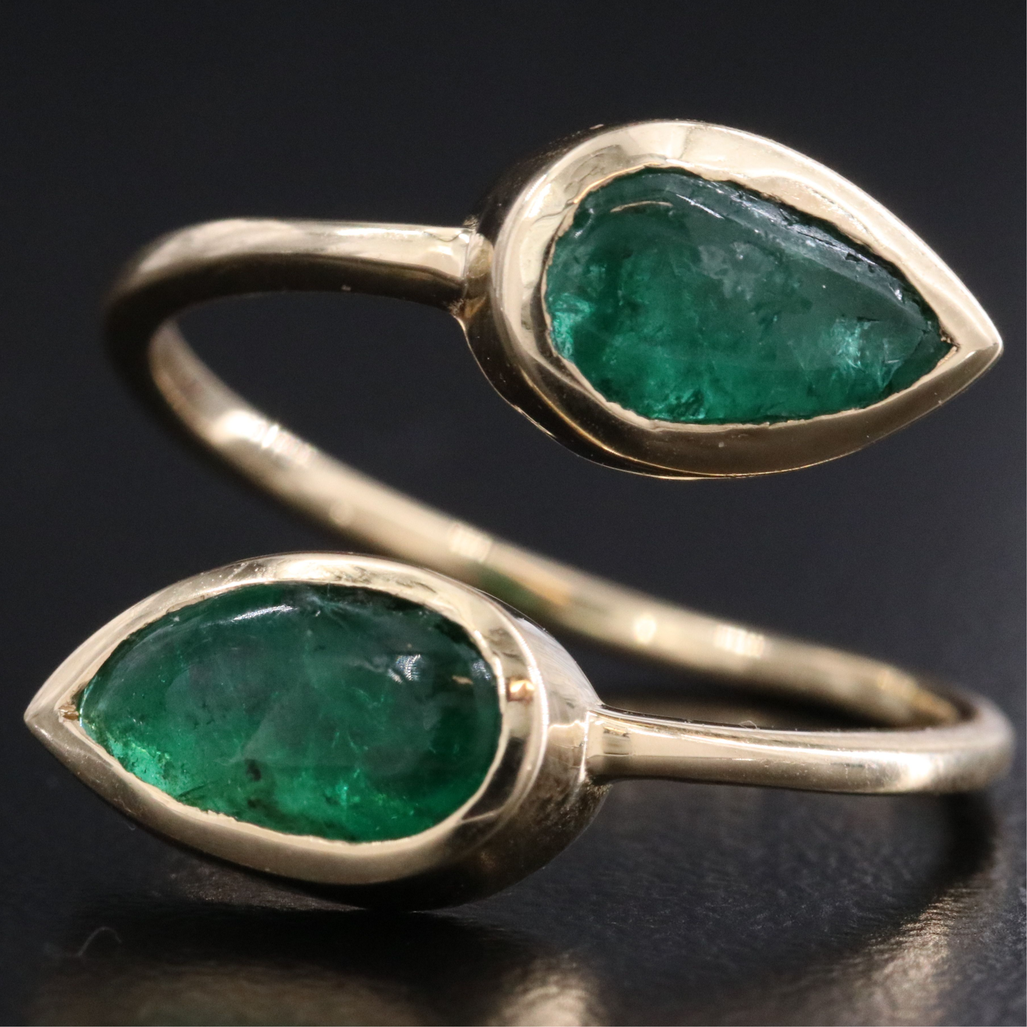 14K 2.92 CTW Emerald Bypass Ring