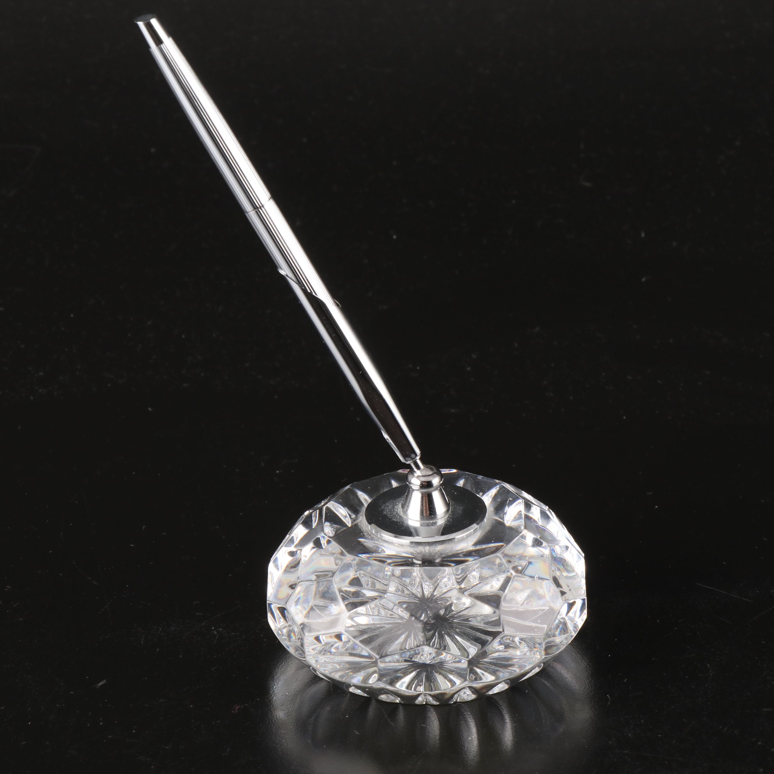 Waterford Crystal "Alana" Hurricane Lamp and Globe with Other Desk Accessories