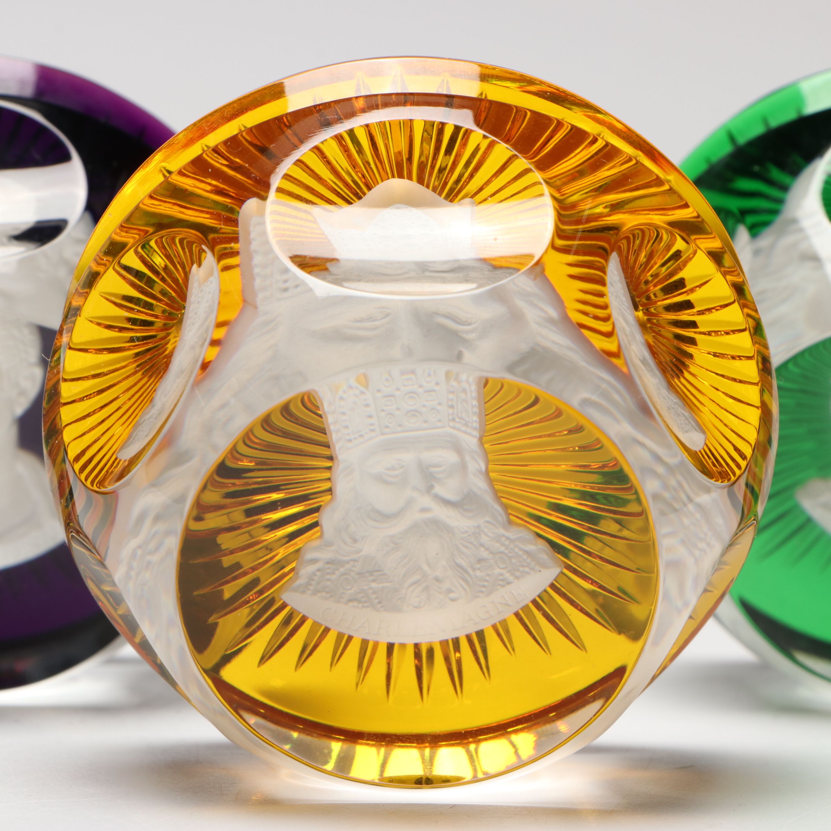 Baccarat for Franklin Mint "Julius Caesar" and More Sulphide Cameo Paperweights