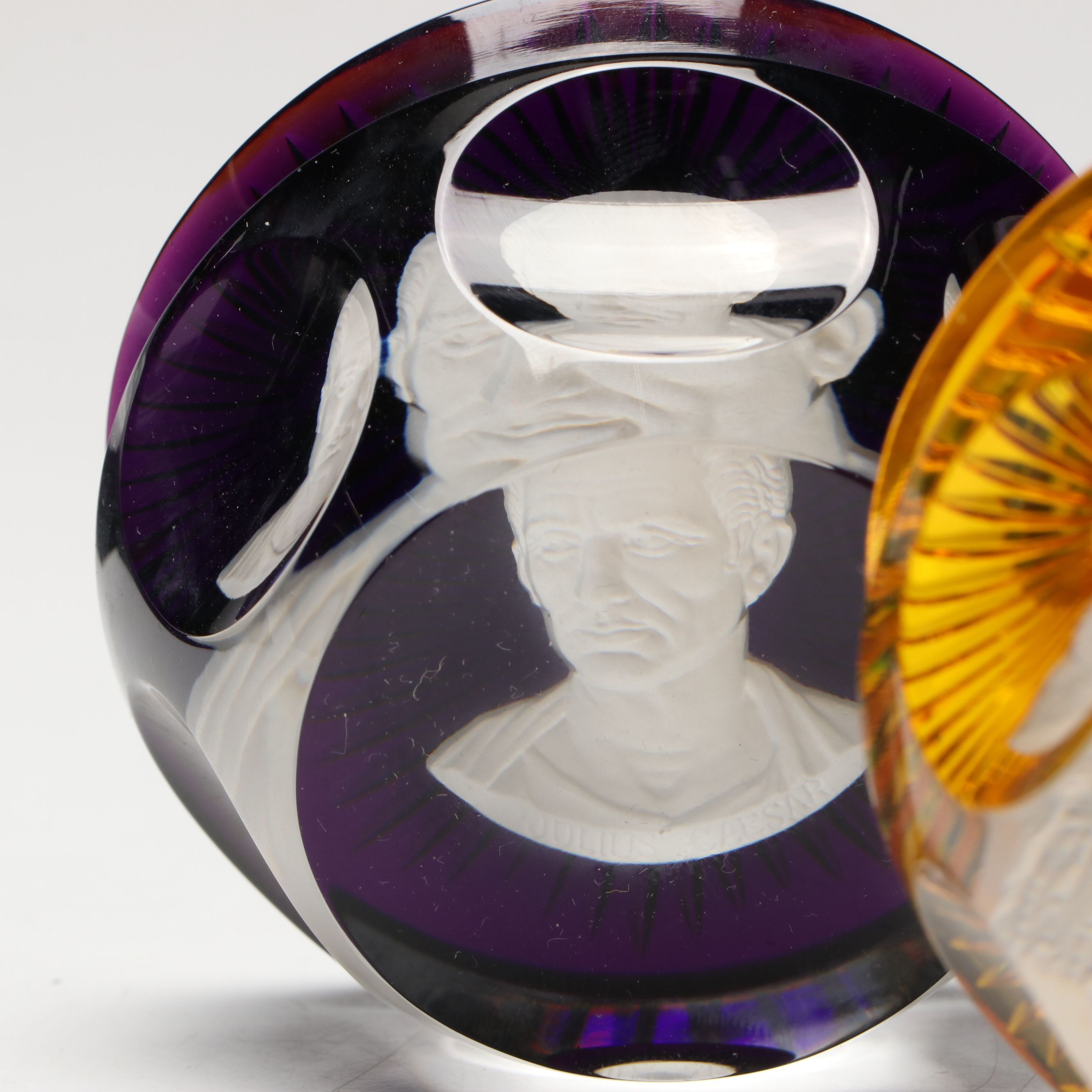 Baccarat for Franklin Mint "Julius Caesar" and More Sulphide Cameo Paperweights